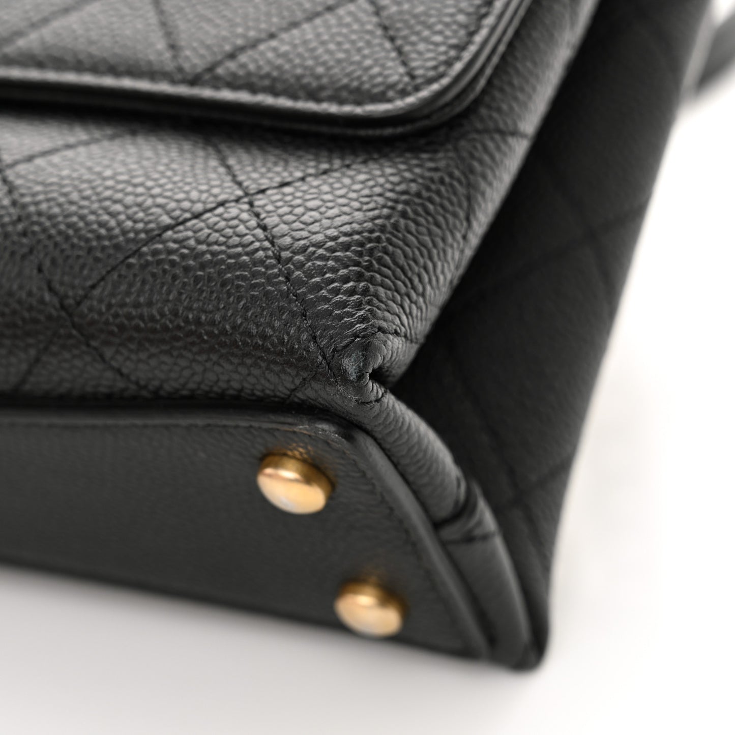 Grained Calfskin Small Stitched Flap Black