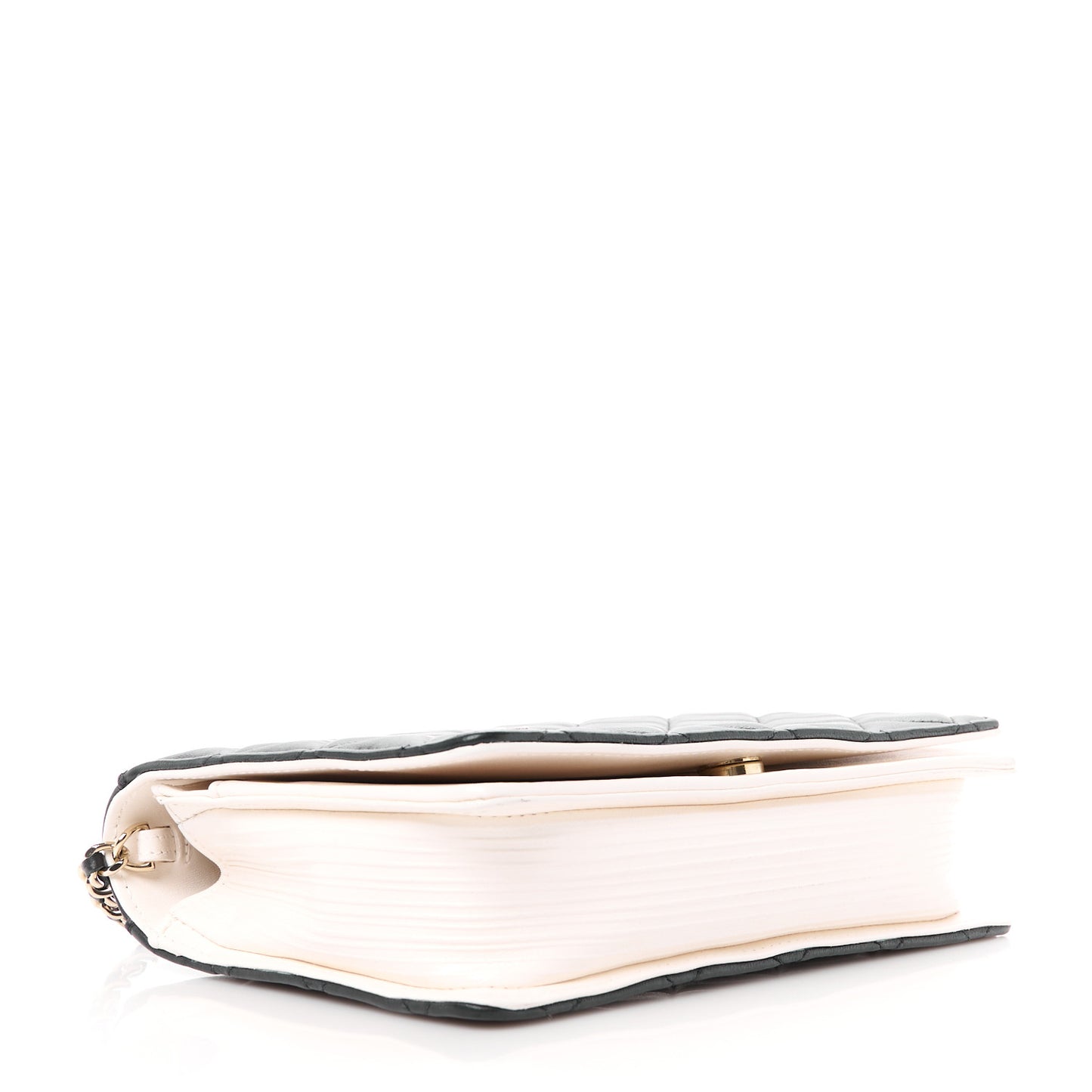 Lambskin Quilted Book Wallet On Chain WOC Black