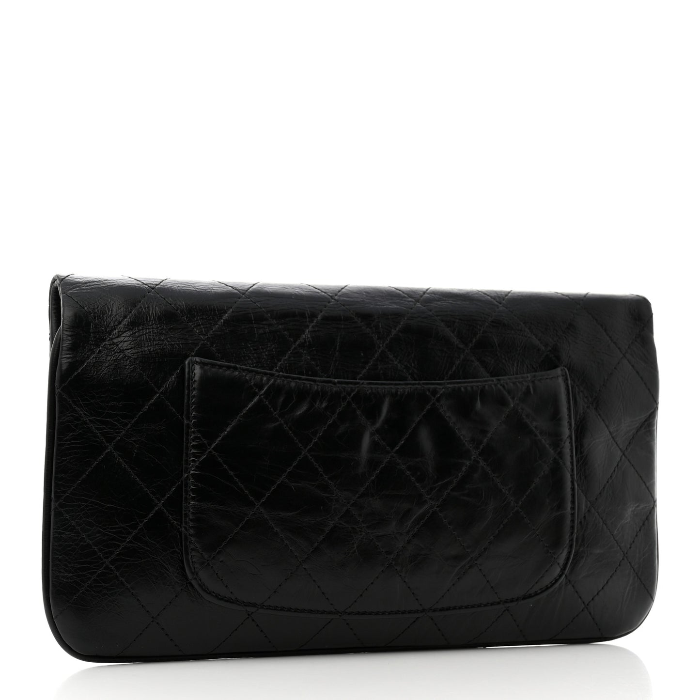 Aged Calfskin Stitched Large 31 Pouch Black White