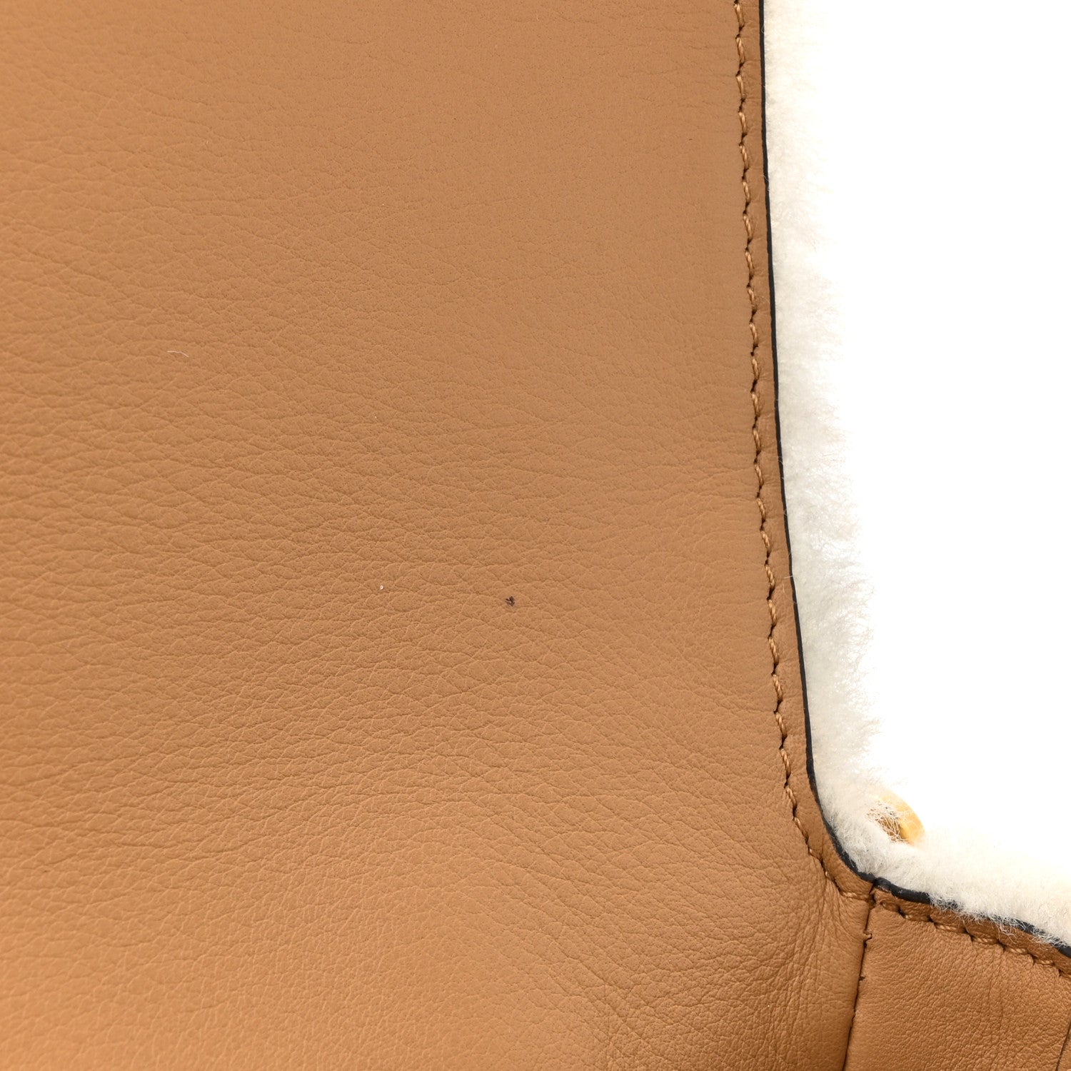 Fendi Shearling Vitello Dolce Macro FF 1974 Baguette White Ice Cuoio Miele Scuro 11 of 11