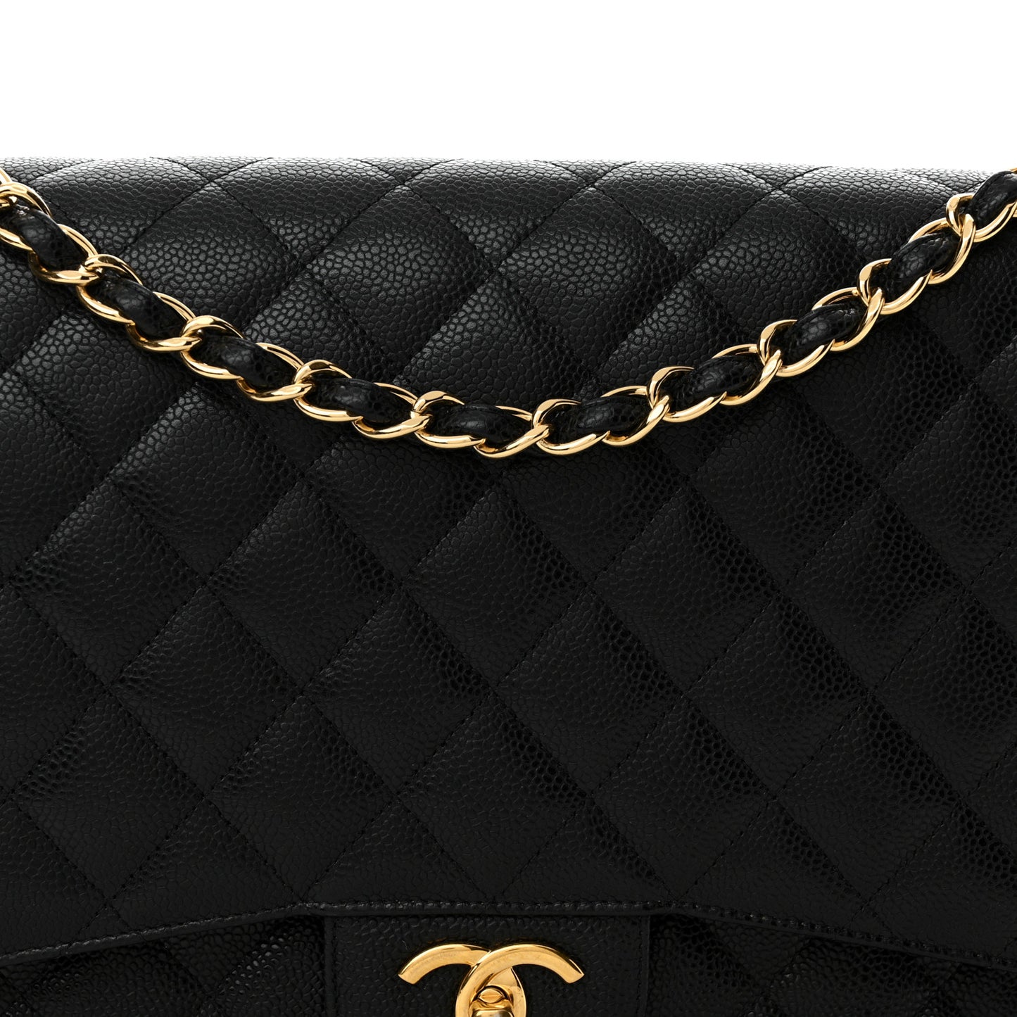 Caviar Quilted Maxi Double Flap Black