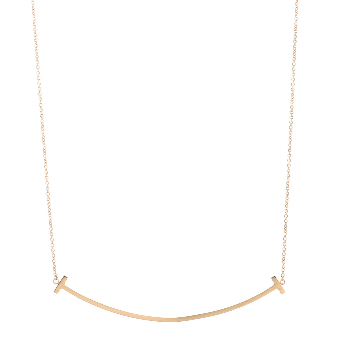 18K Yellow Gold Large T Smile Pendant Necklace