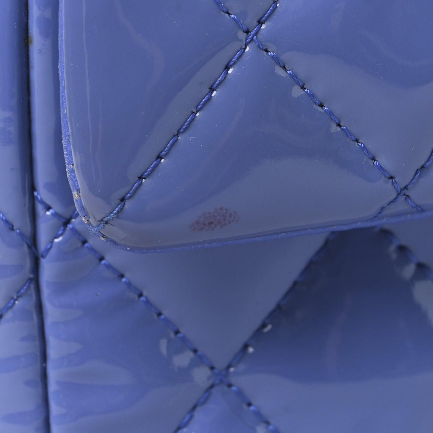 Patent Calfskin Quilted Mini Rectangular Flap Blue