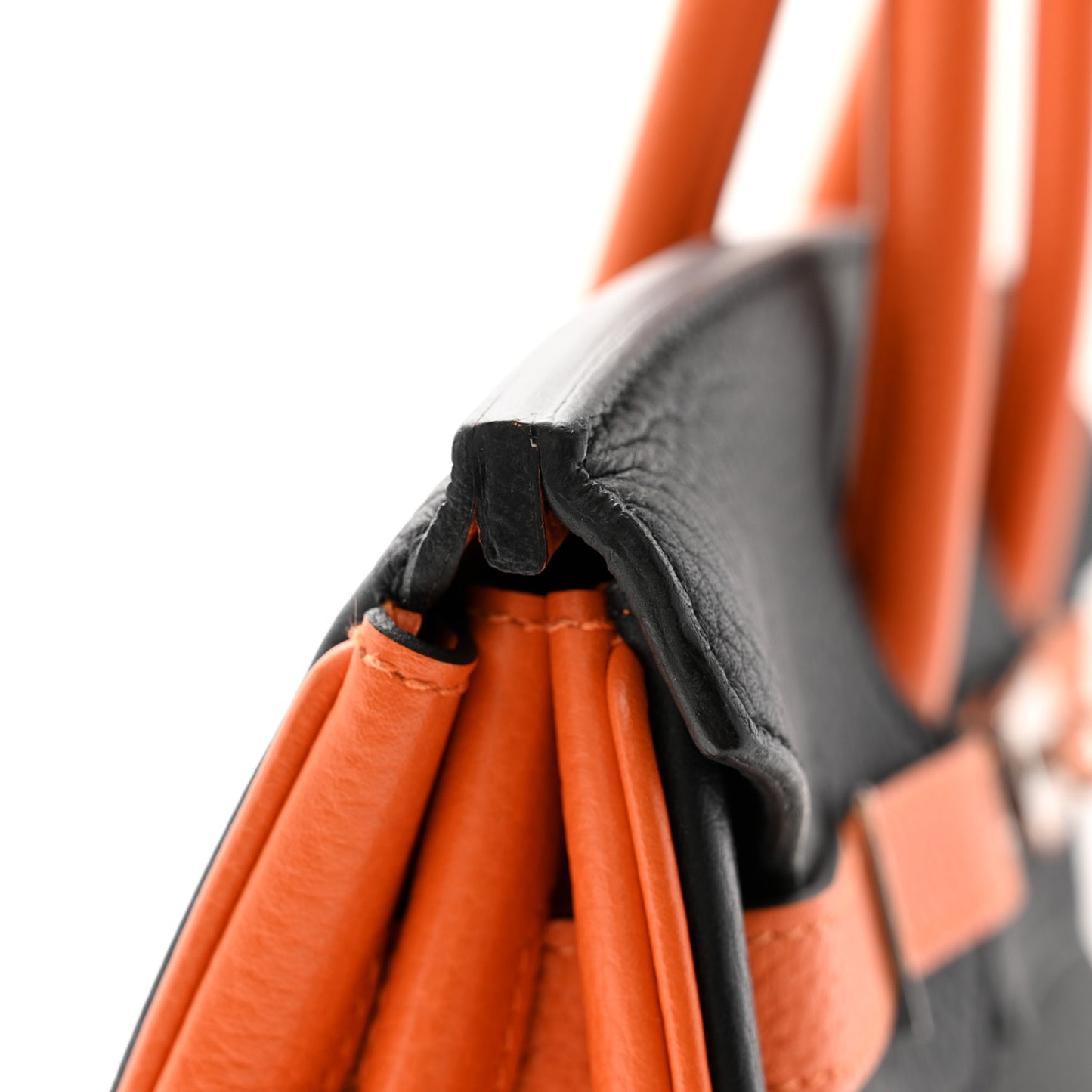 Taurillon Clemence Bi-Color Horseshoe Birkin 35 Black Orange