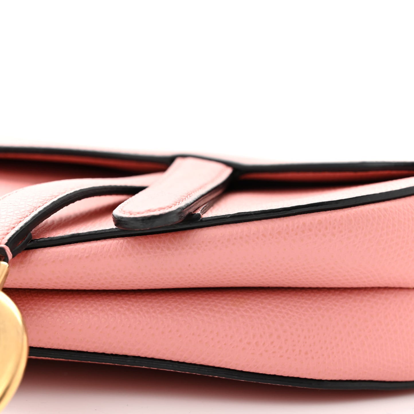 Grained Calfskin Mini Saddle Bag Pink