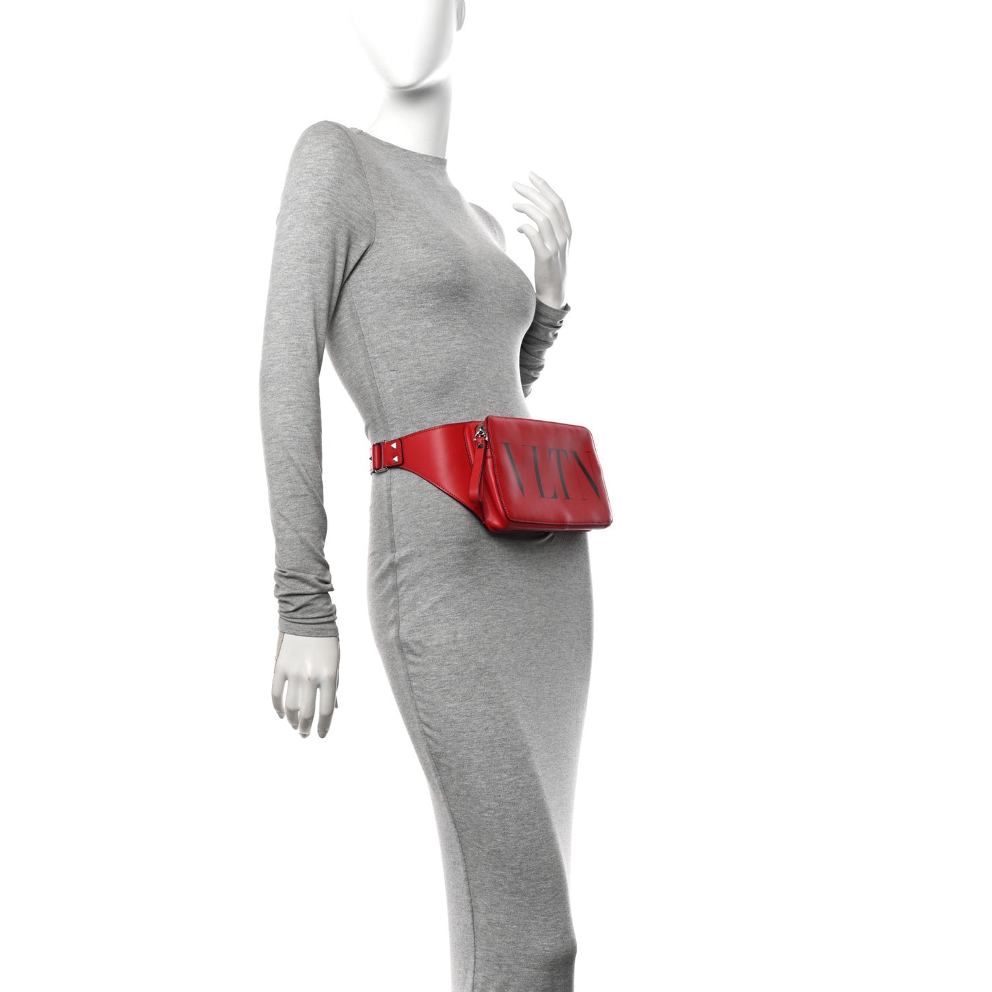 Calfskin Mens VLTN Belt Bag Pure Red Black