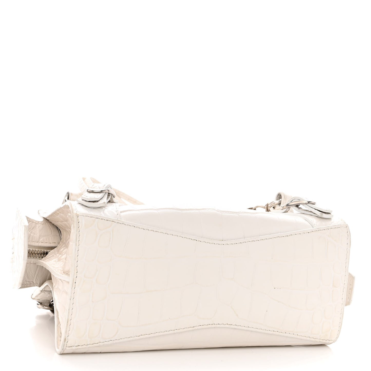 Extra Supple Calfskin Crocodile Embossed Neo Classic Silver Hardware Mini City White
