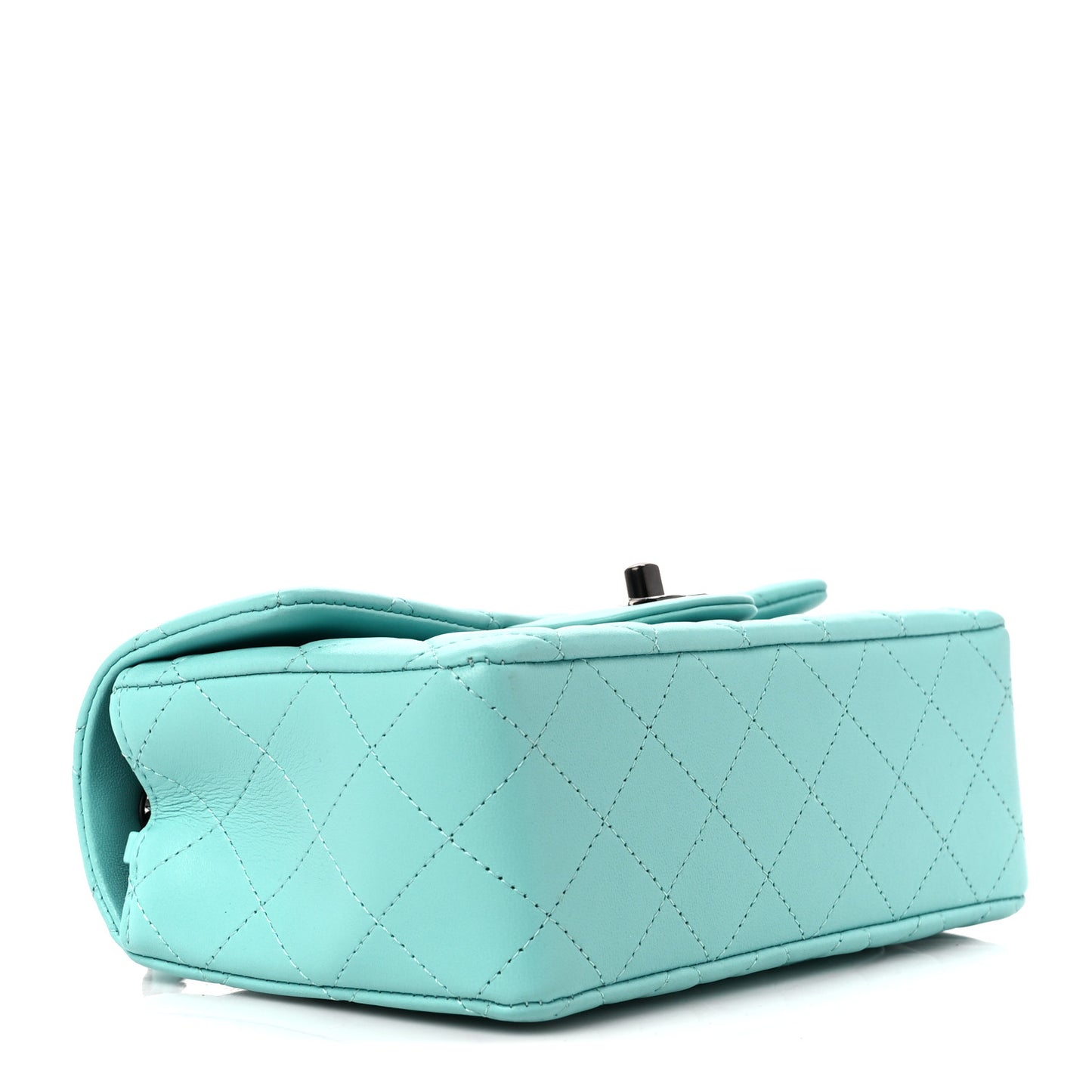 Lambskin Quilted Mini Rectangular Flap Turquoise