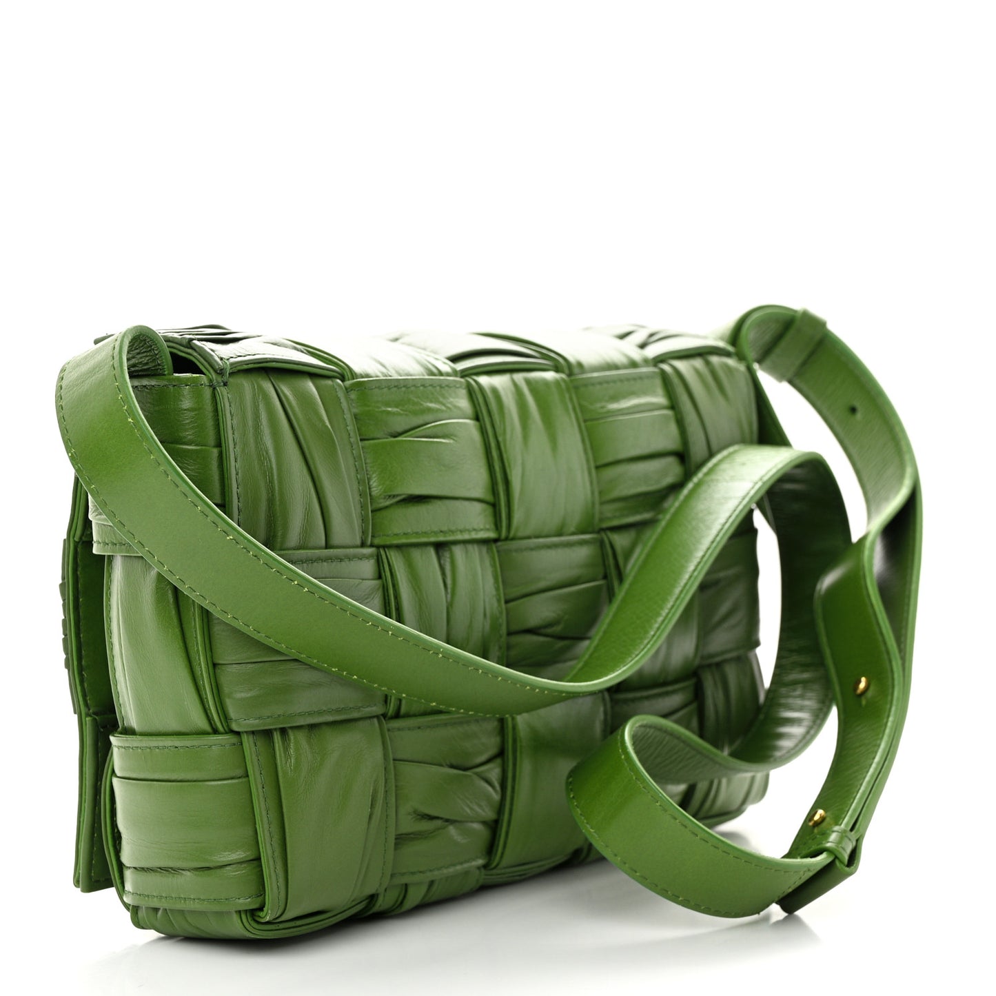 Calfskin Intreccio Plisse Cassette Crossbody Bag Avocado