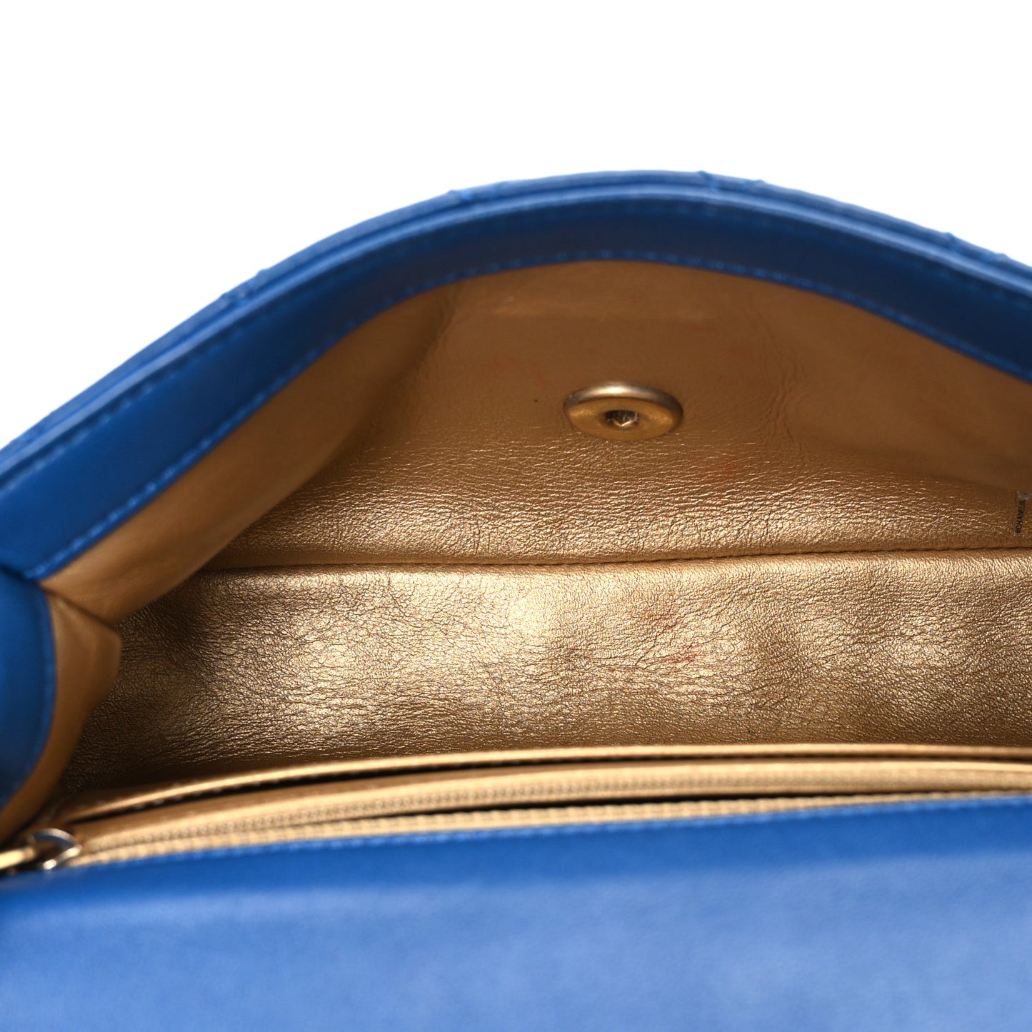Lambskin Quilted Pearl Crush Mini Rectangular Flap Blue