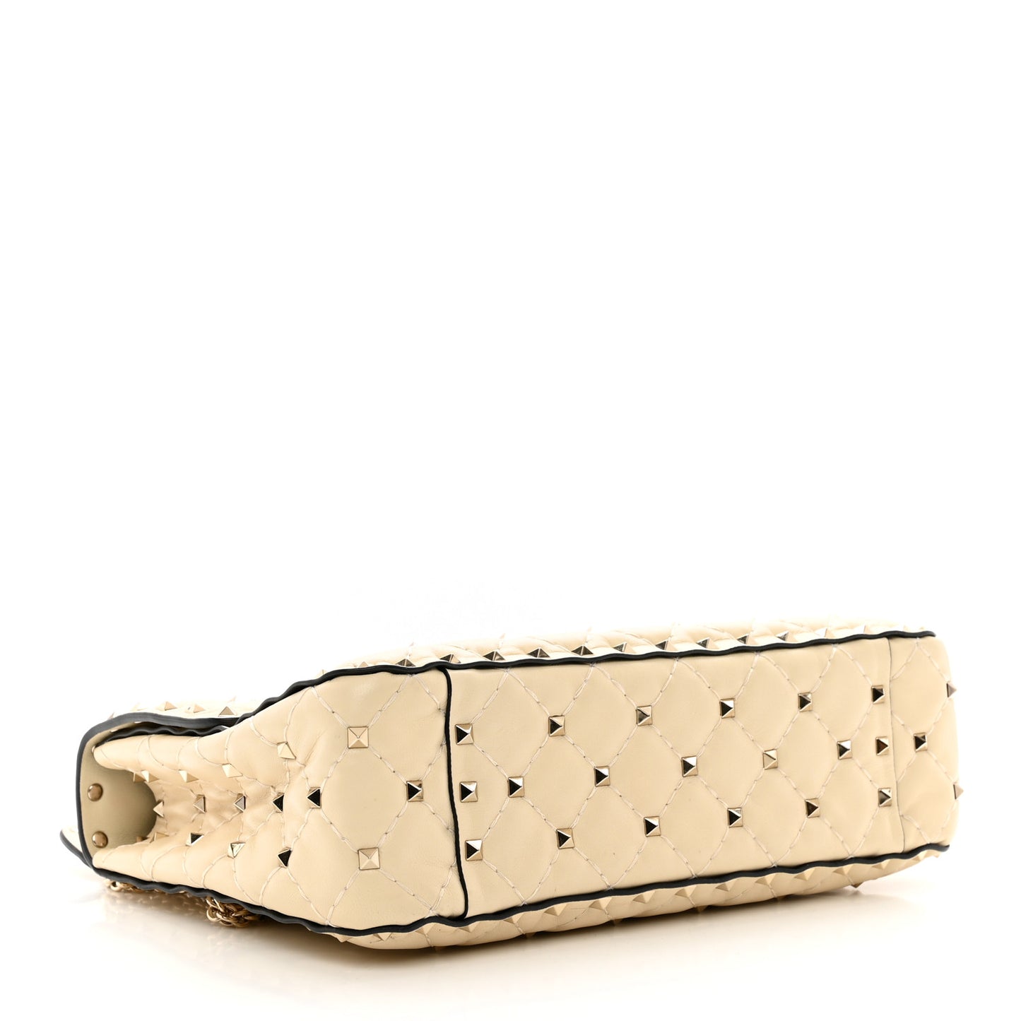 Nappa Medium Rockstud Spike Shoulder Bag Light Ivory