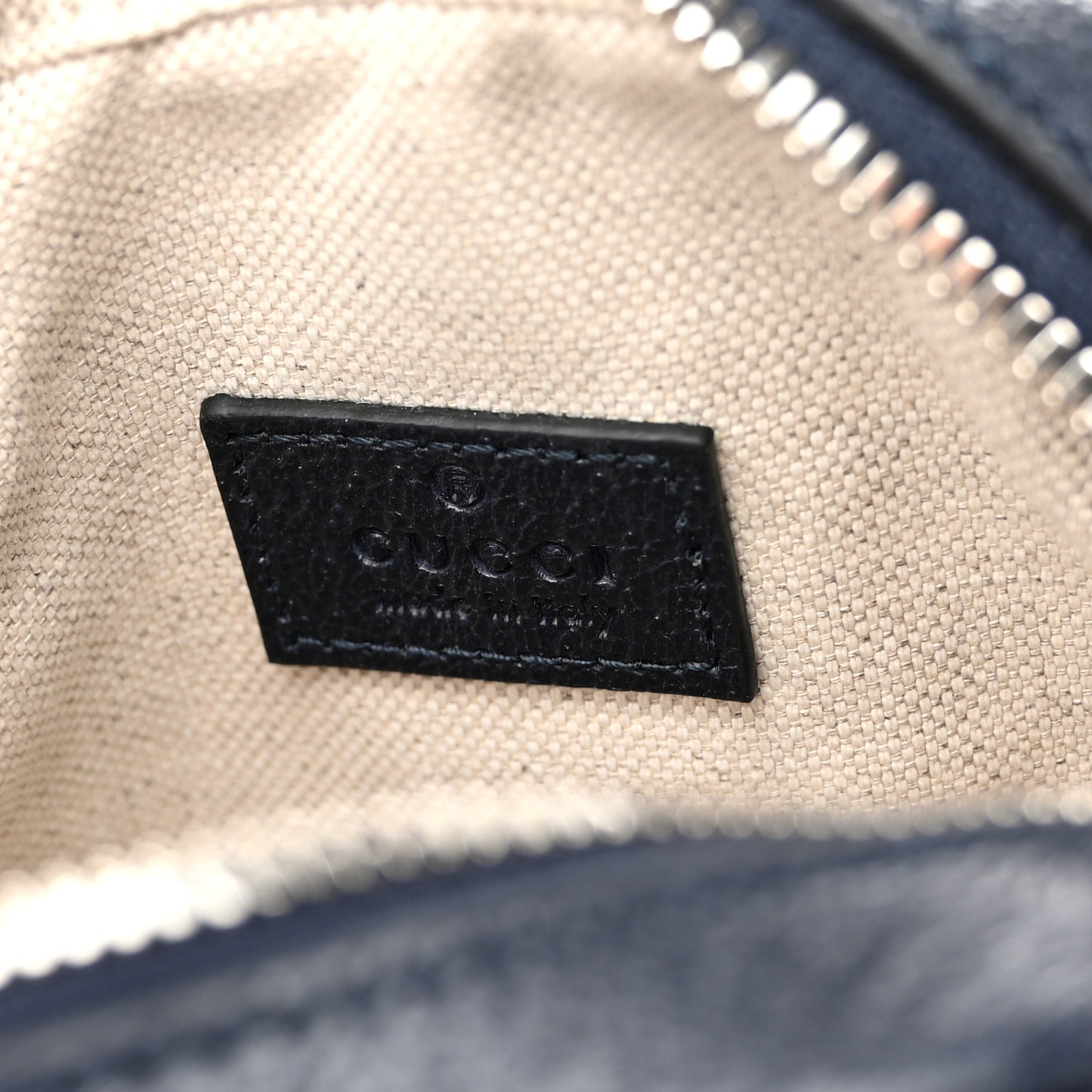 GG Supreme Monogram Textured Calfskin Web Mini Ophidia Messenger Beige Blue
