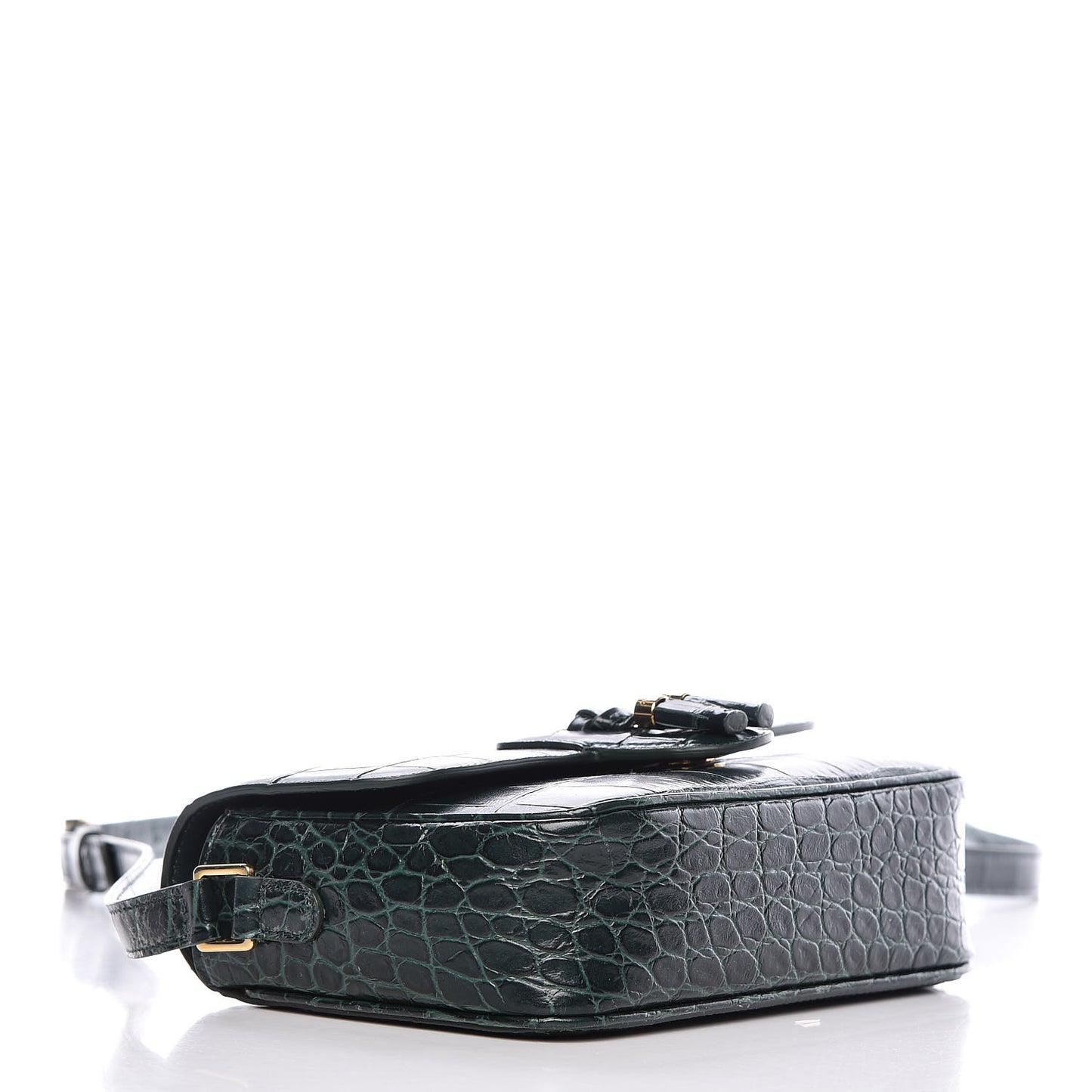 Calfskin Crocodile Embossed Medium Tassel Bag Amazone