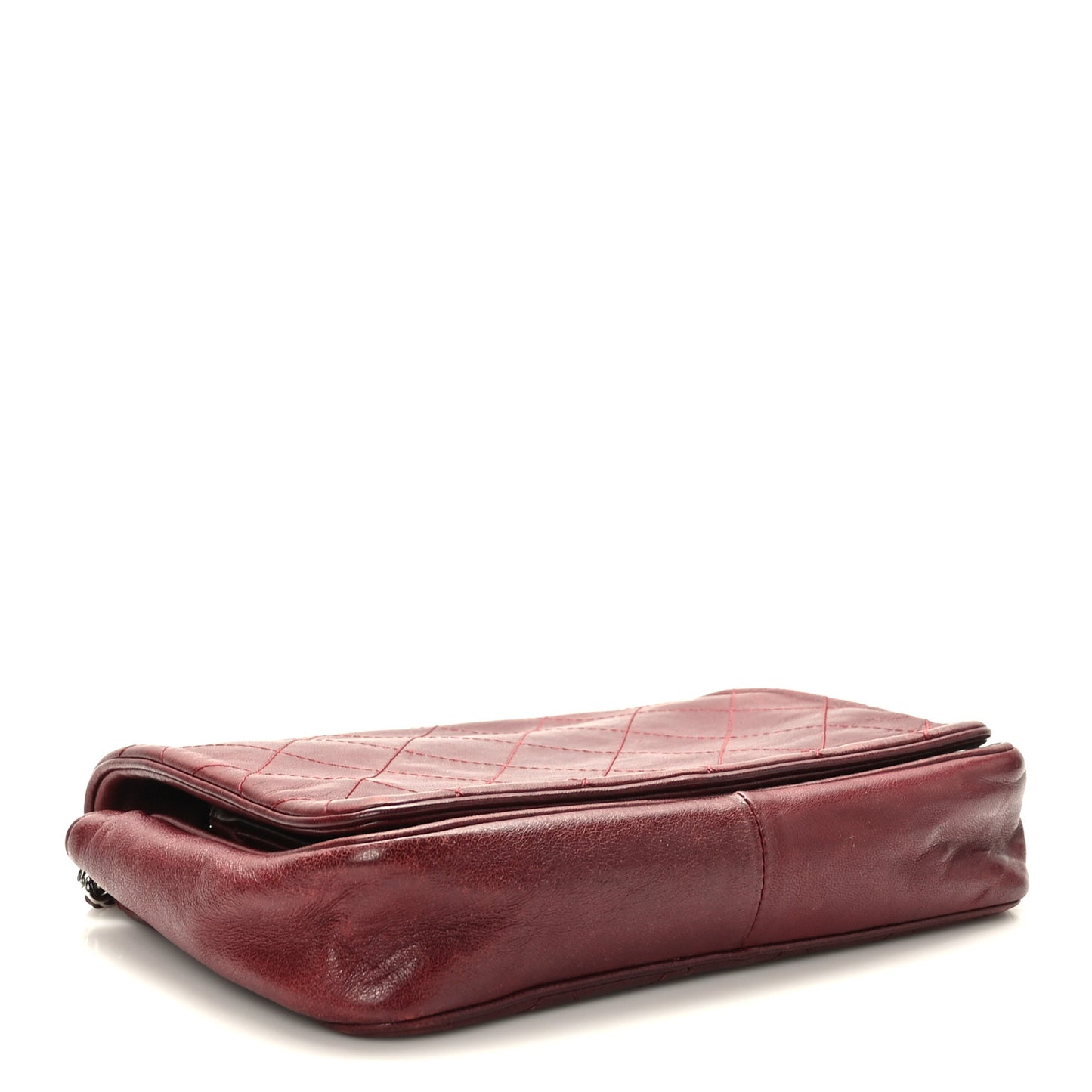 Calfskin Diamond Stitched Flap Red