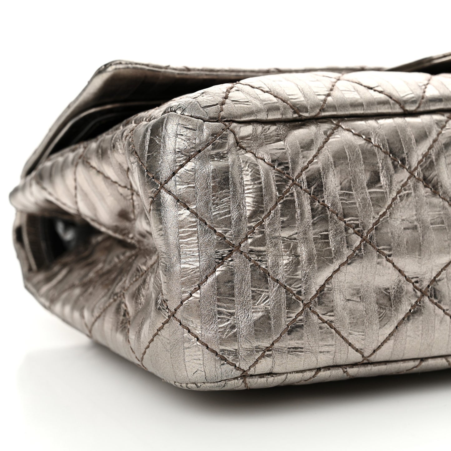 Metallic Calfskin Striped 2.55 Reissue 226 Flap Dark Silver