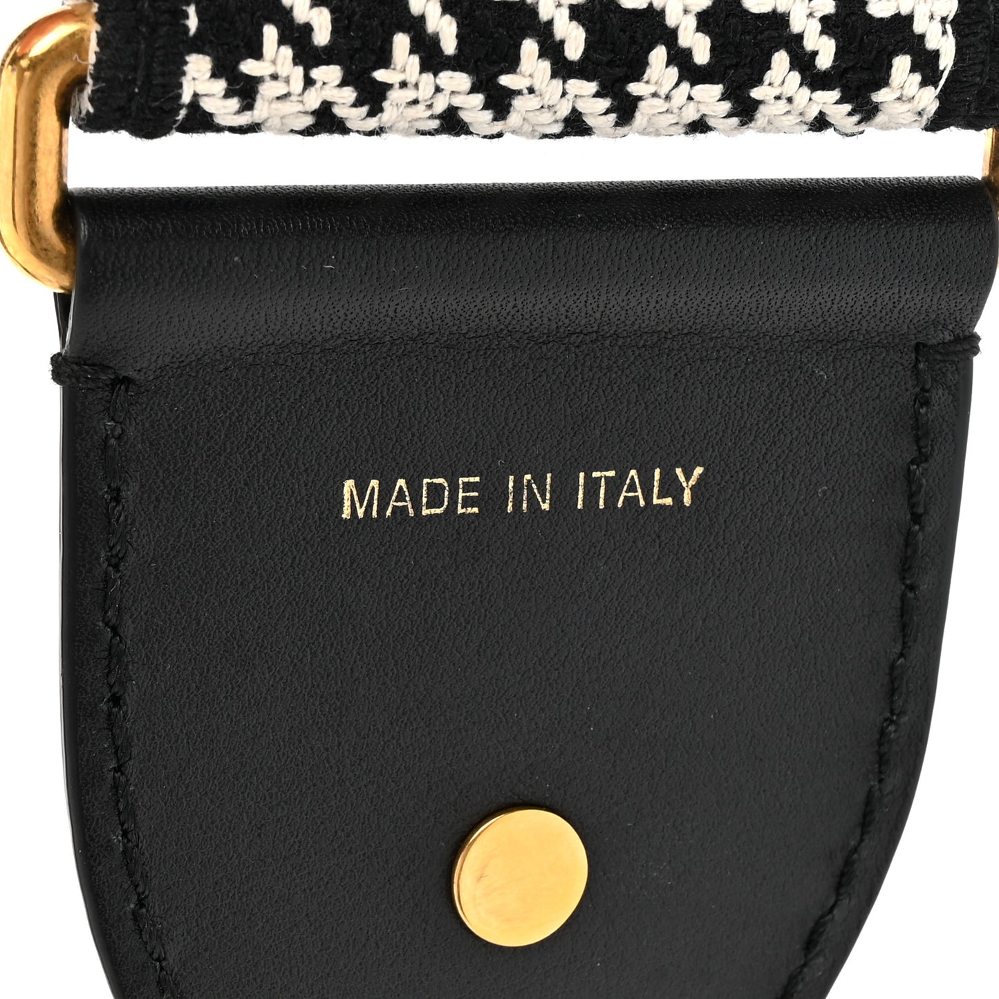 Canvas Houndstooth Embroidered 30 Montaigne Shoulder Strap Black White