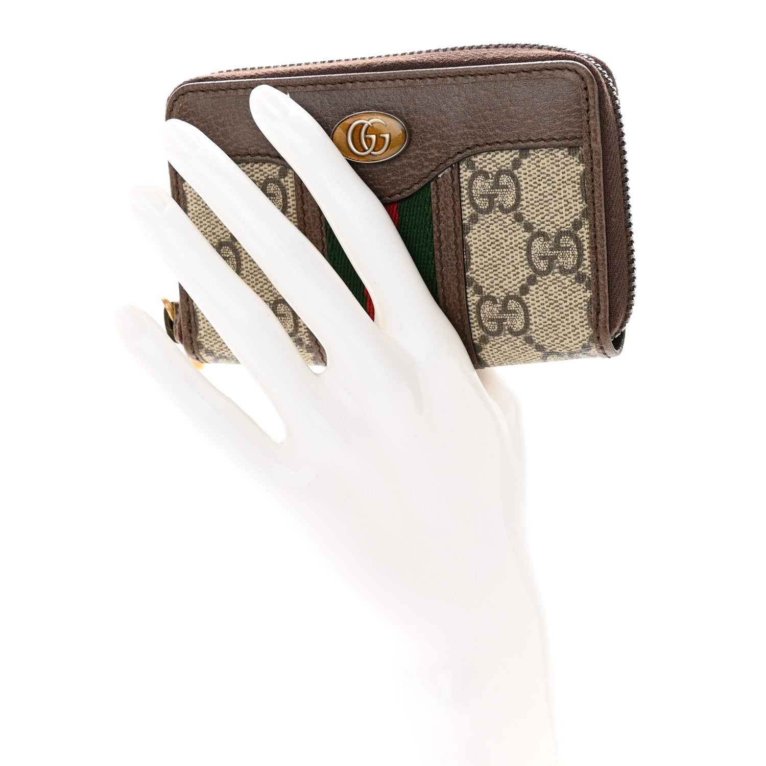 Gucci GG Supreme Web Ophidia Zip Around Card Case Brown 2 of 6