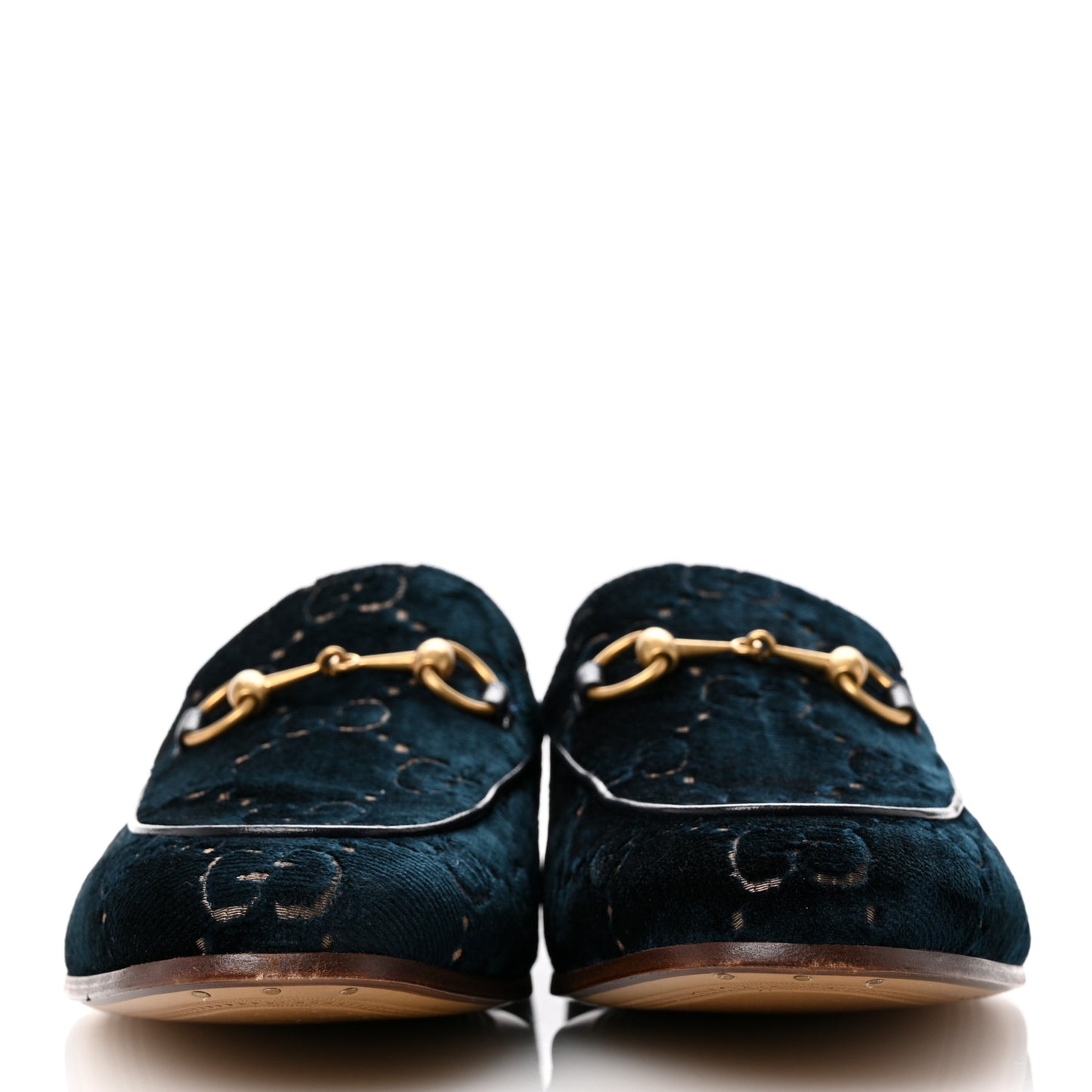 Velvet GG Monogram Horsebit Mens Jordaan Loafers 9 Blue Beige