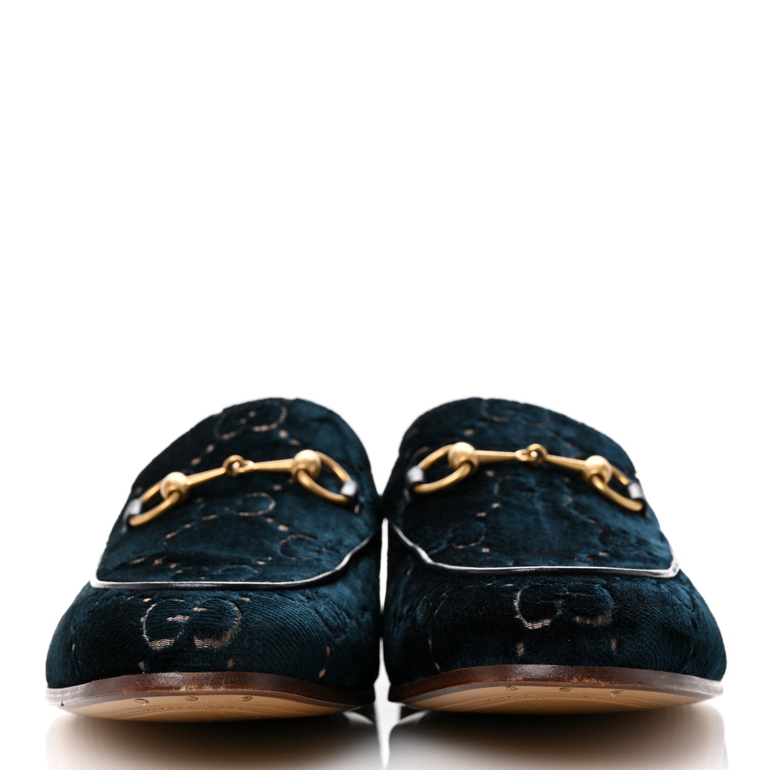 Gucci Velvet GG Monogram Horsebit Mens Jordaan Loafers 9 Blue Beige 3 of 10