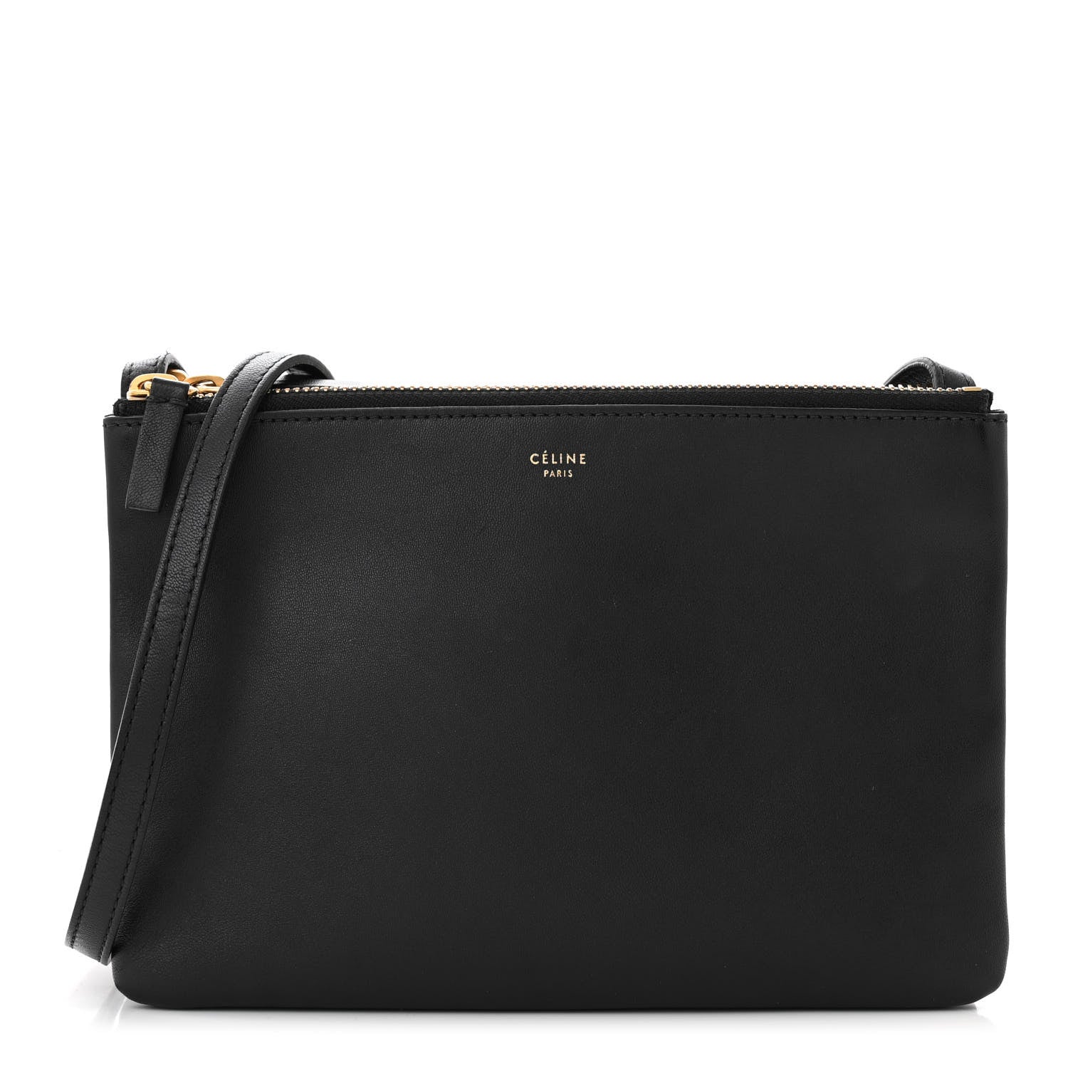 Celine Lambskin Small Trio Crossbody Bag Black 1562531 – FASHIONPHILE