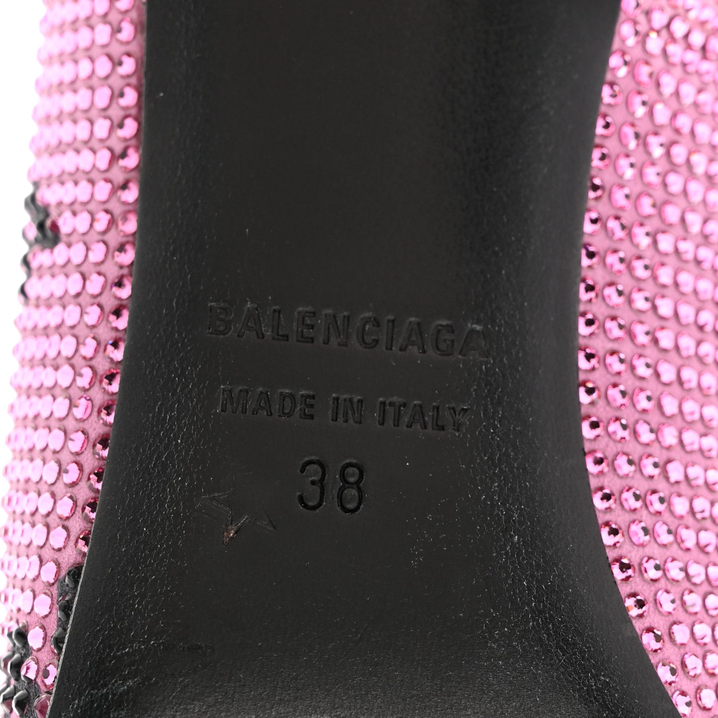 Suede Crystal Embellished Allover Logo Knife 115 Pointed Pumps 38 Pink Black