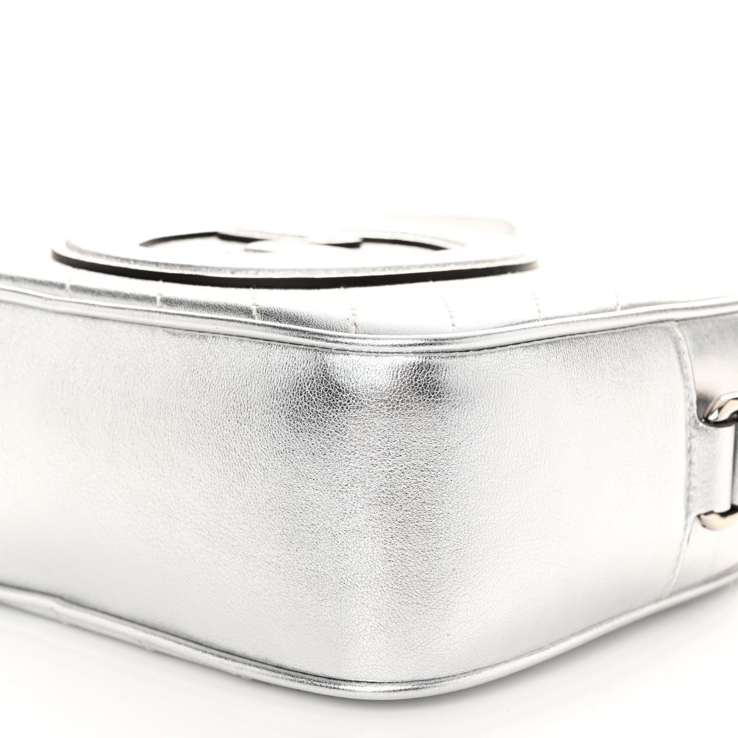 Metallic Sakai Be Green Calfskin Diagonal Stitched Small Blondie Shoulder Bag Silver