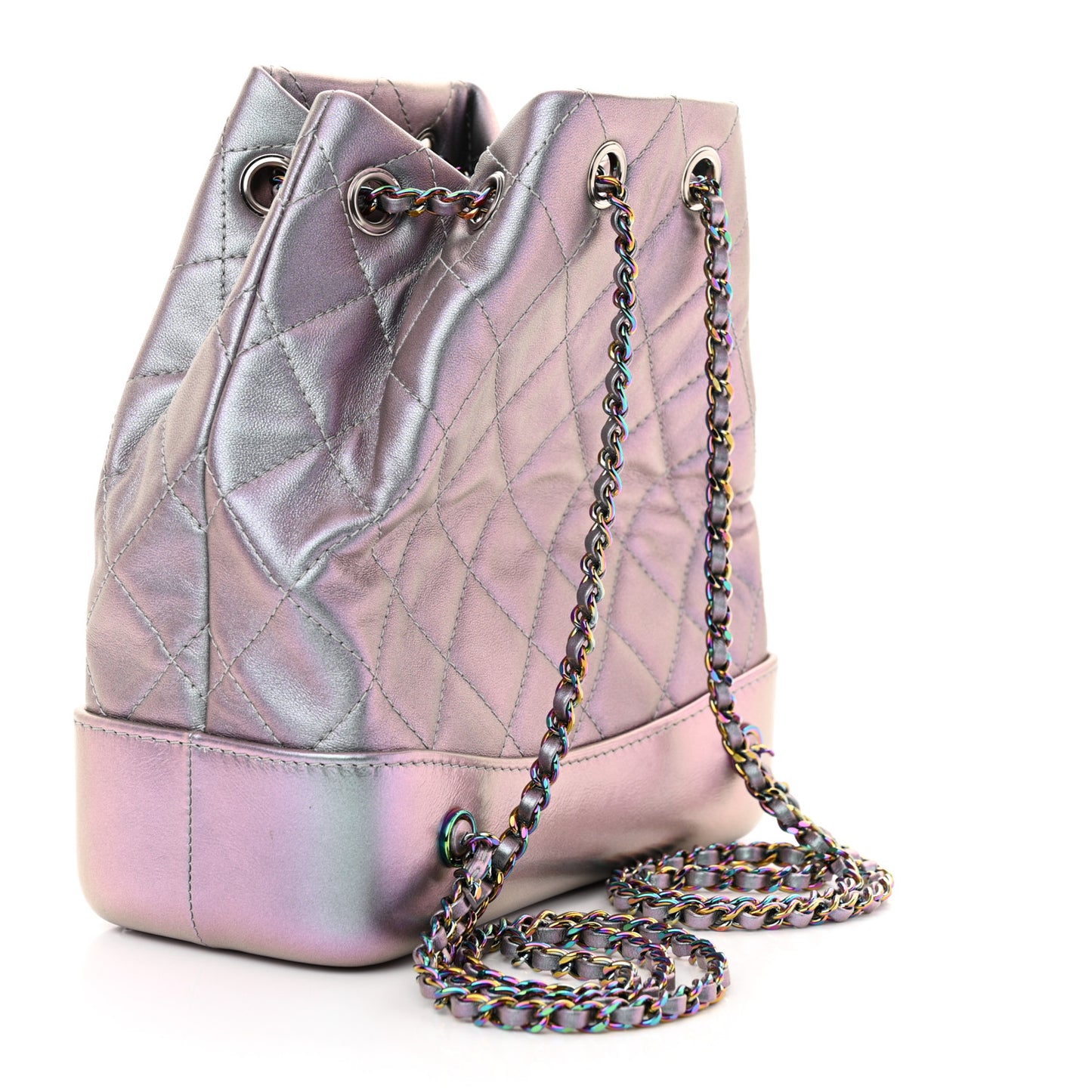 Iridescent Lambskin Calfskin Small Quilted Gabrielle Backpack Light Purple