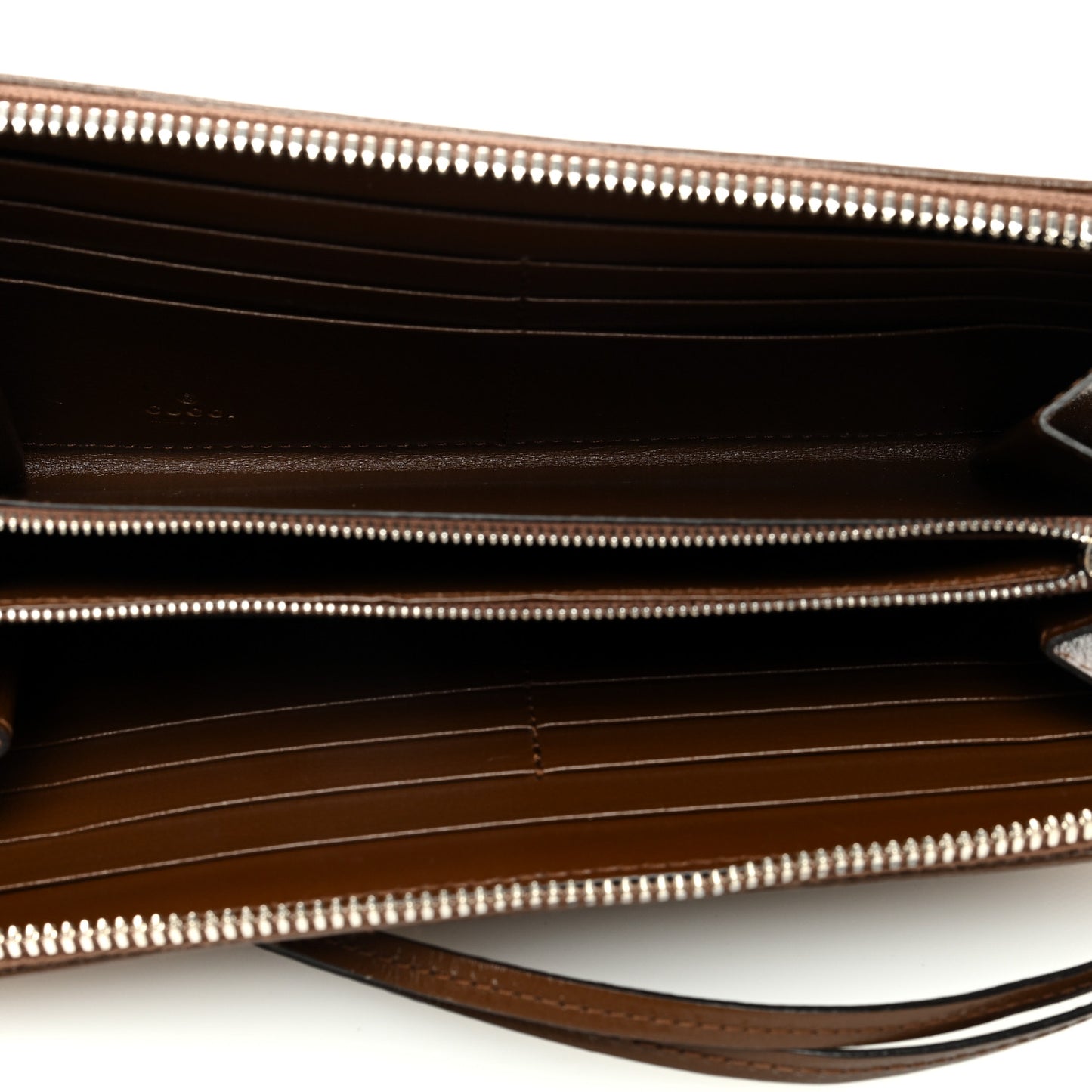 X GUCCI GG Monogram Azalea Calfskin Neo Classic Zip Around Wallet Beige Ebony Brown Sugar