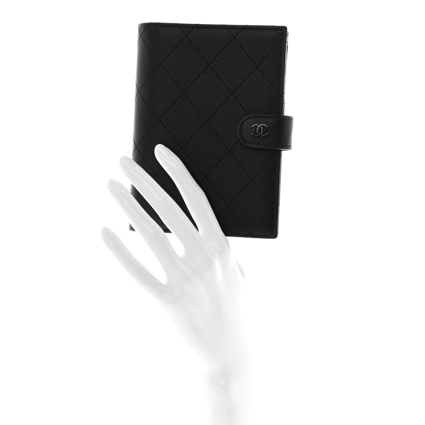 Grained Calfskin Quilted passport Holder Wallet So Black