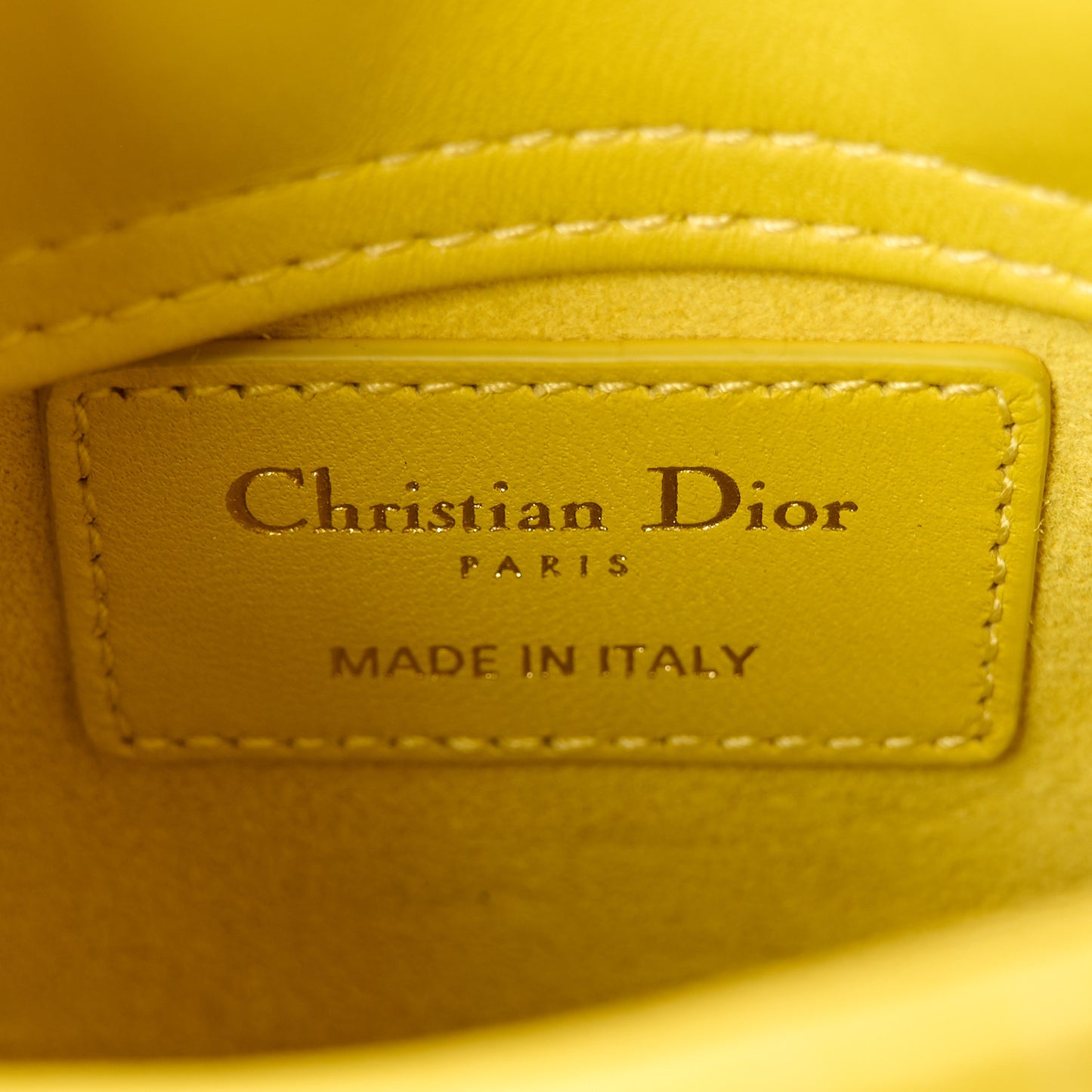 CHRISTIAN DIOR Lambskin Cannage Micro Lady Dior Yellow