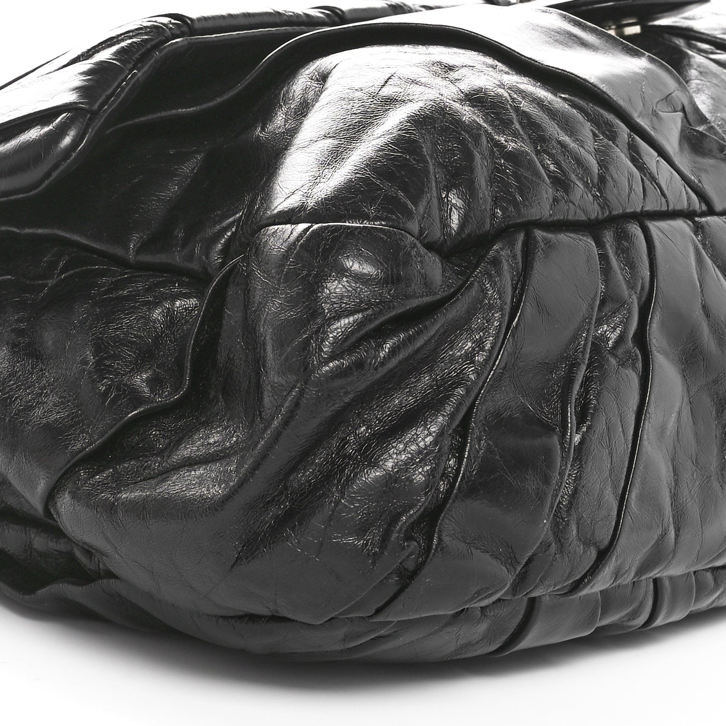 Glazed Calfskin Twisted Maxi Flap Black
