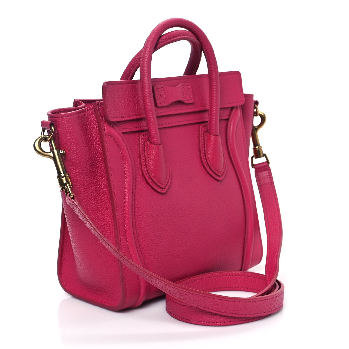 Drummed Calfskin Nano Luggage Fuchsia