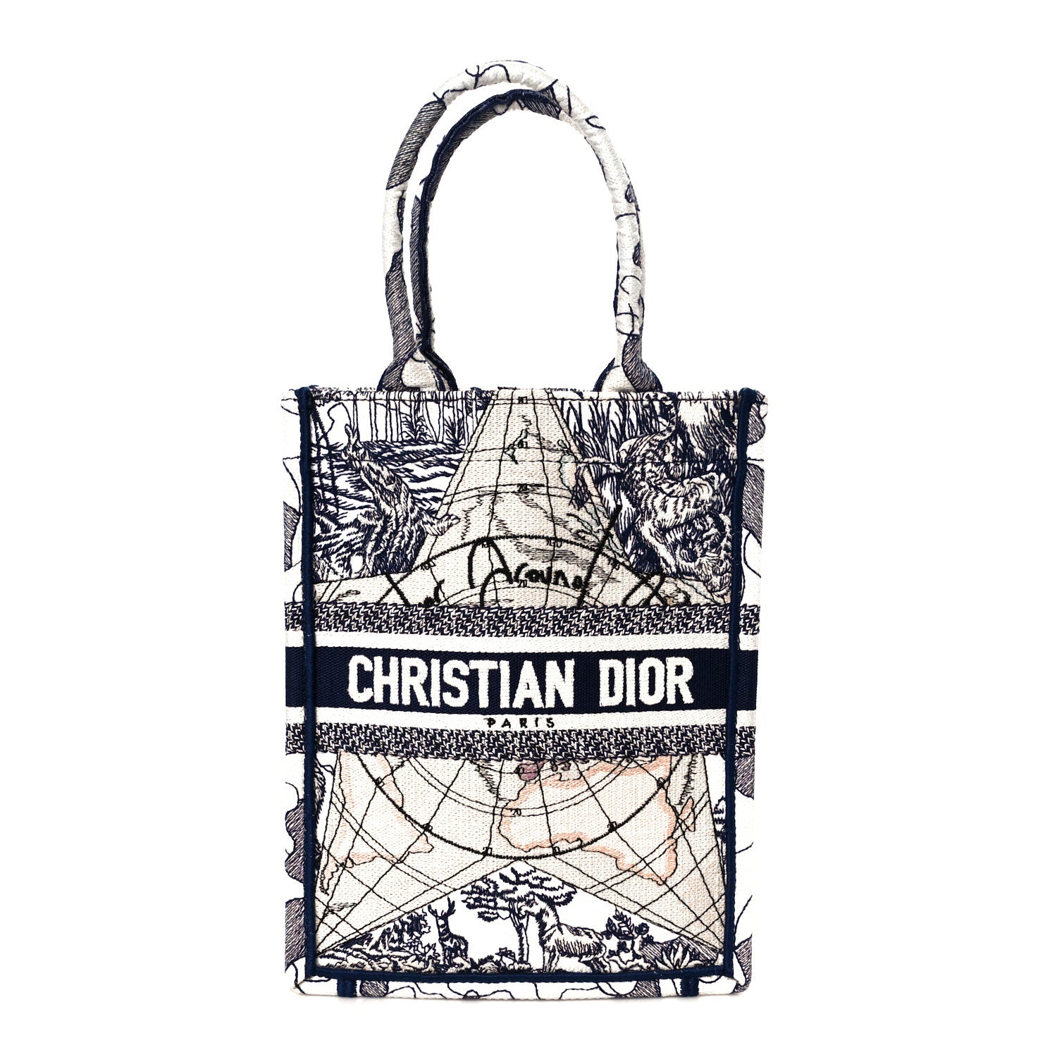 Christian Dior Canvas Embroidered Around The World Vertical Book
