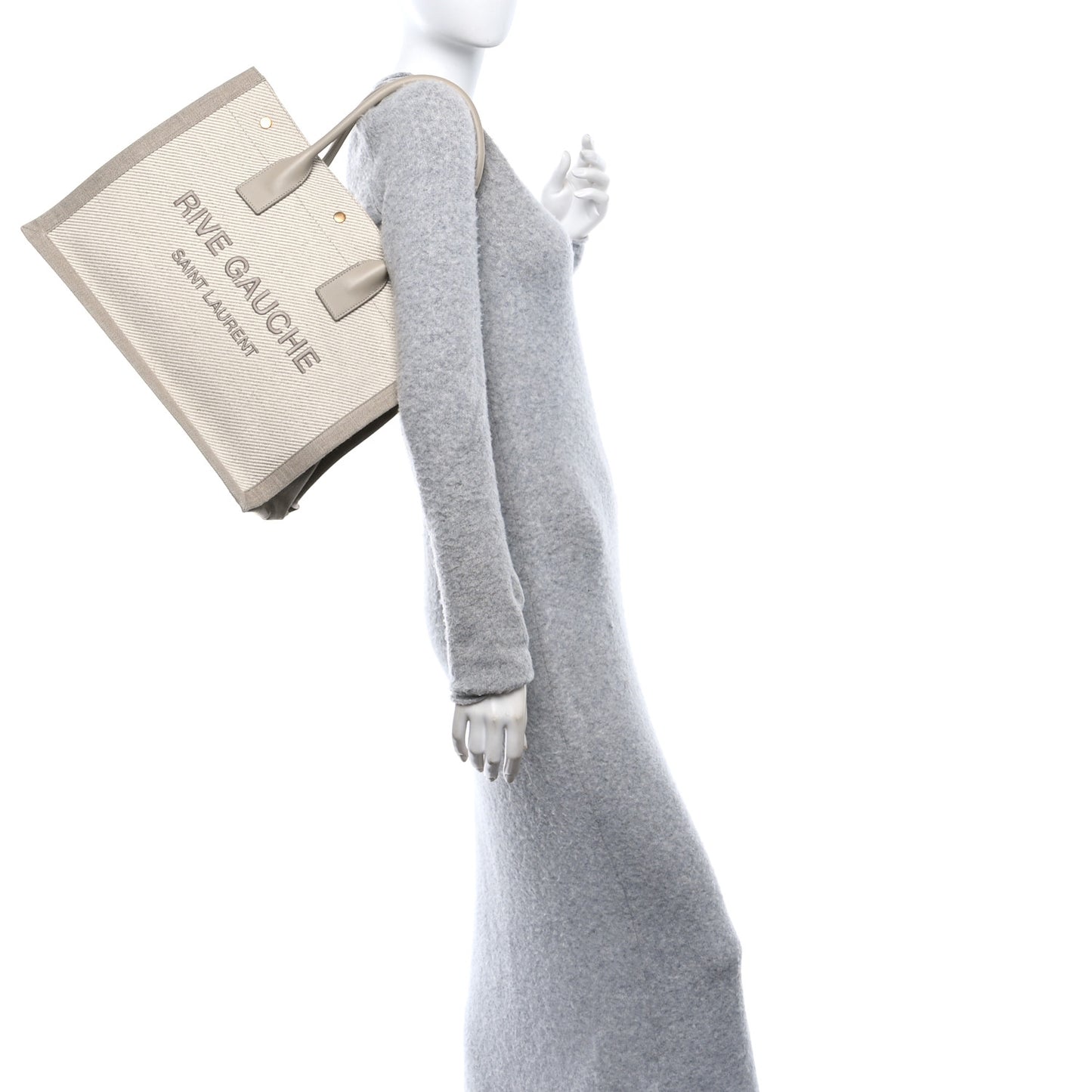 Linen Calfskin Small Rive Gauche Tote Beige Sea Salt
