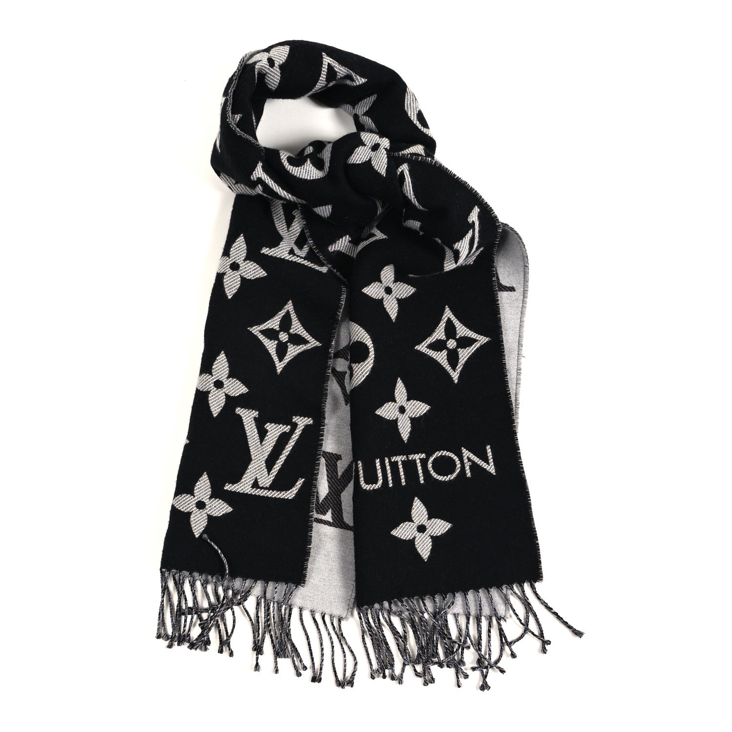 Louis Vuitton Wool Monogram LV Essential Scarf Black 1901967