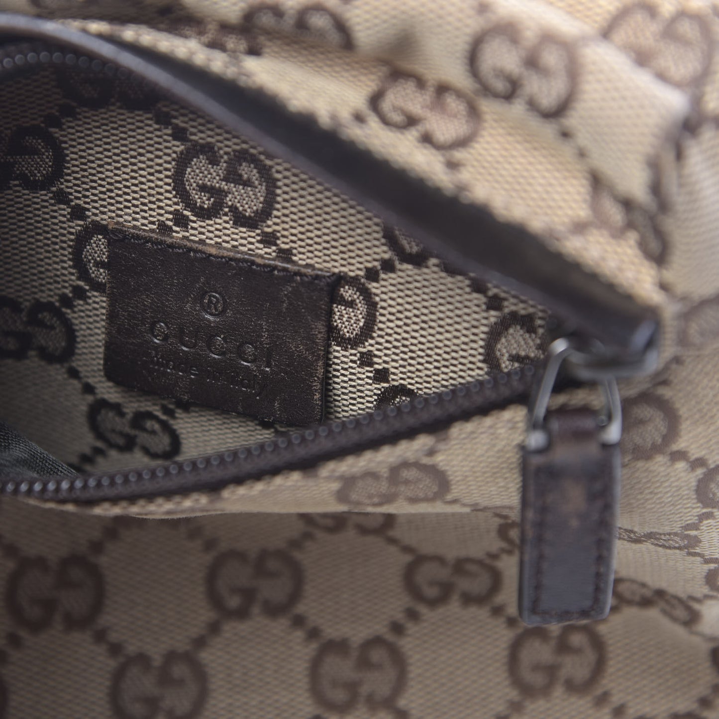 GG Monogram Double Pocket Belt Bag Dark Brown
