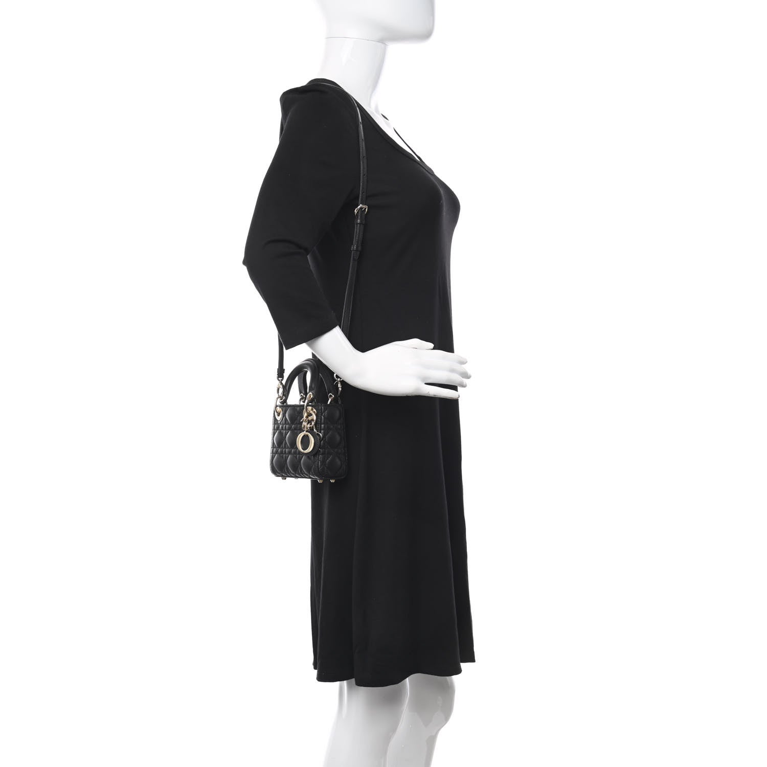 Christian Dior Lambskin Cannage Micro Lady Dior Black 2 of 14