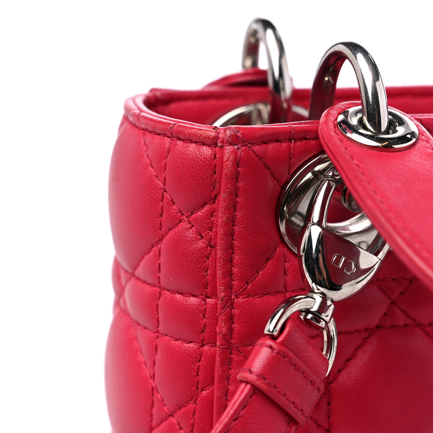 Lambskin Cannage Mini Lady Dior Fuchsia