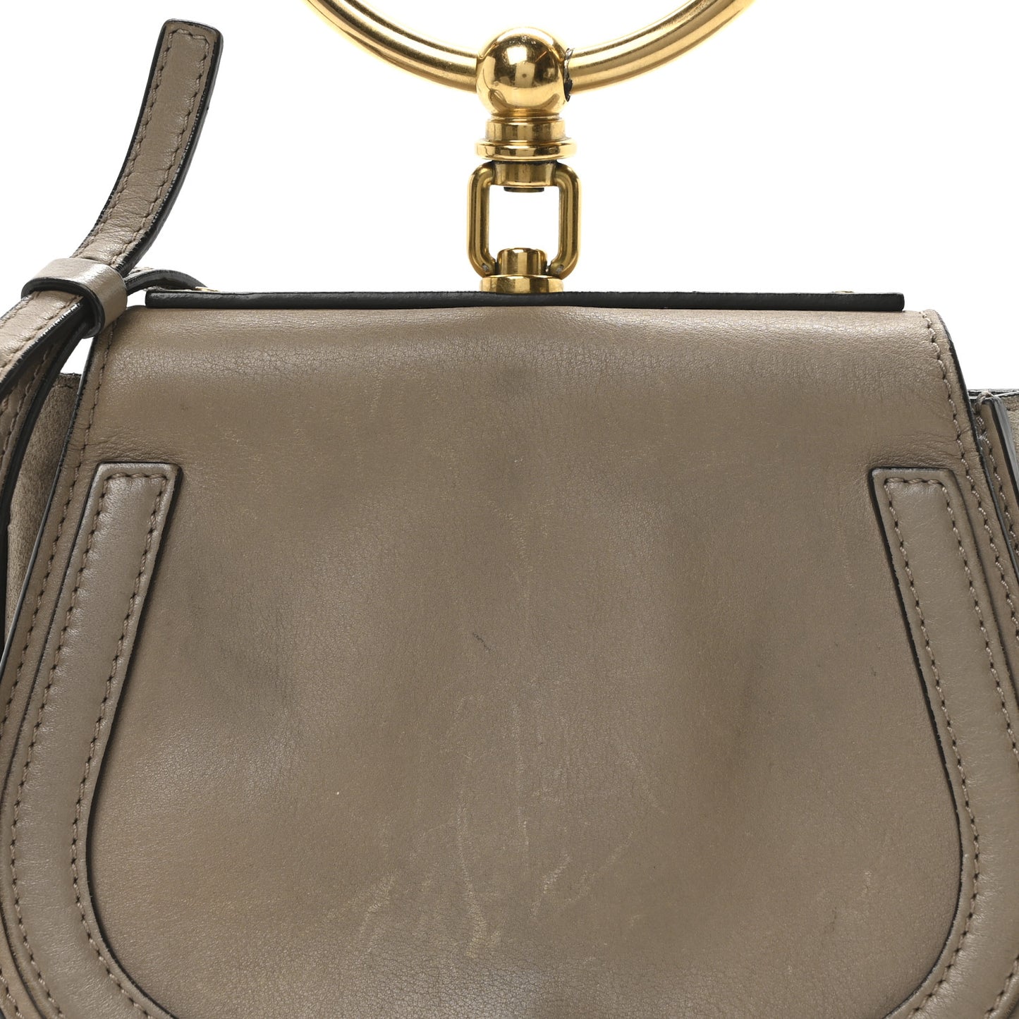 Calfskin Suede Small Nile Bracelet Bag Motty Grey