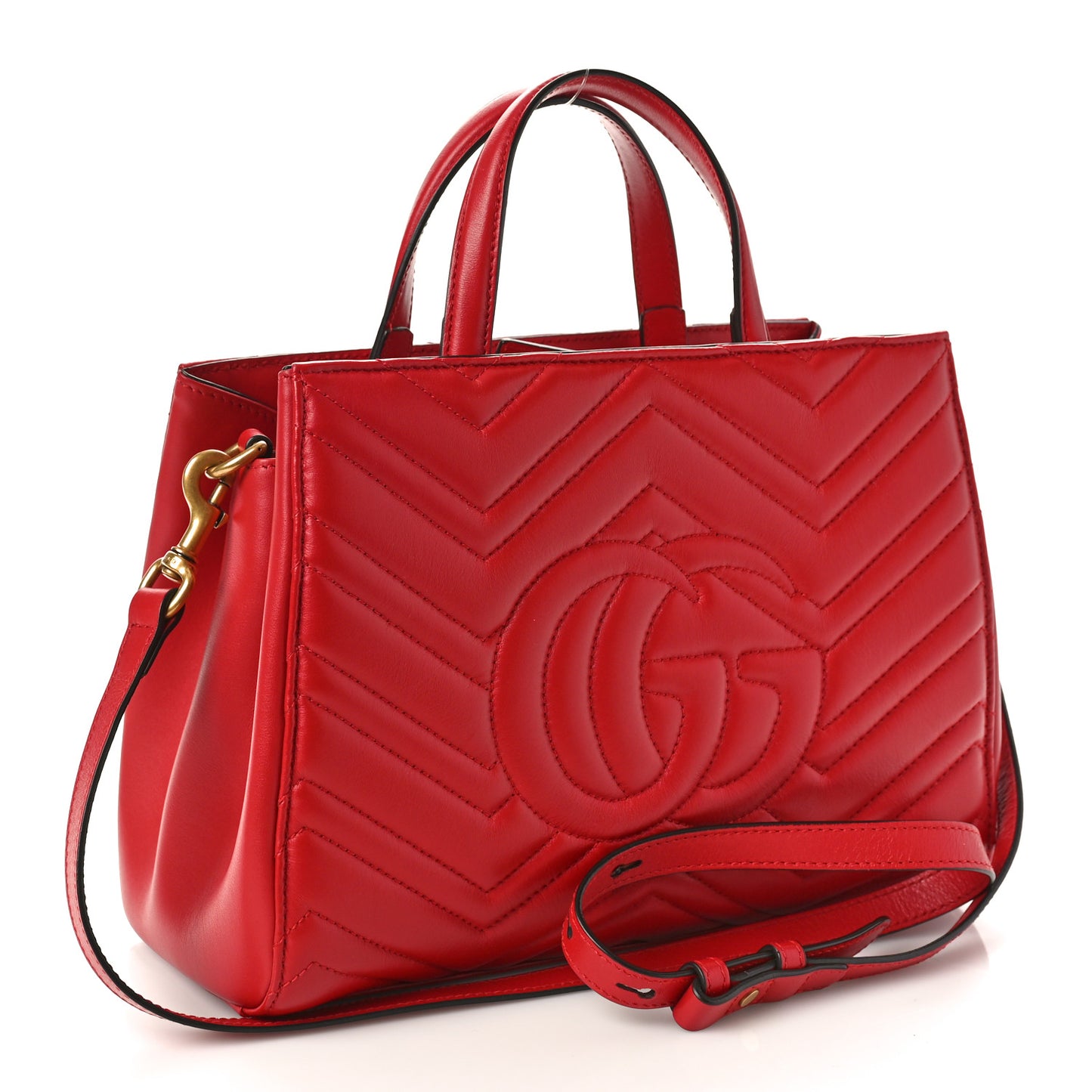 Calfskin Matelasse Small GG Marmont Tote Hibiscus Red