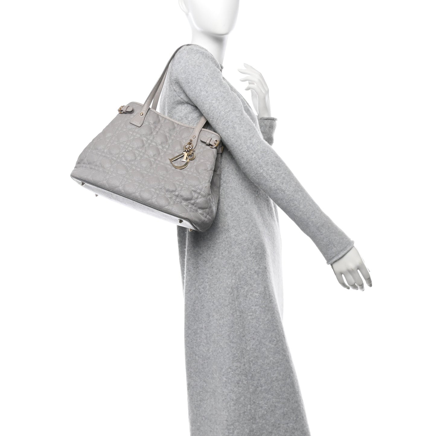 Coated Canvas Cannage Small Panarea Tote Grey