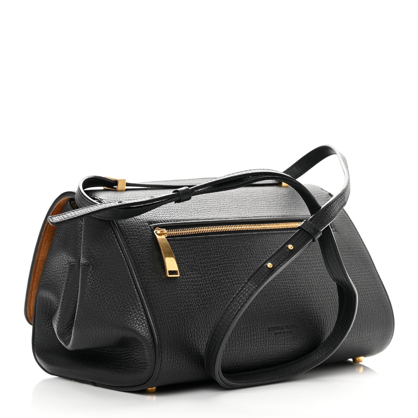Textured Calfskin Small BV Angle Shoulder Bag Black