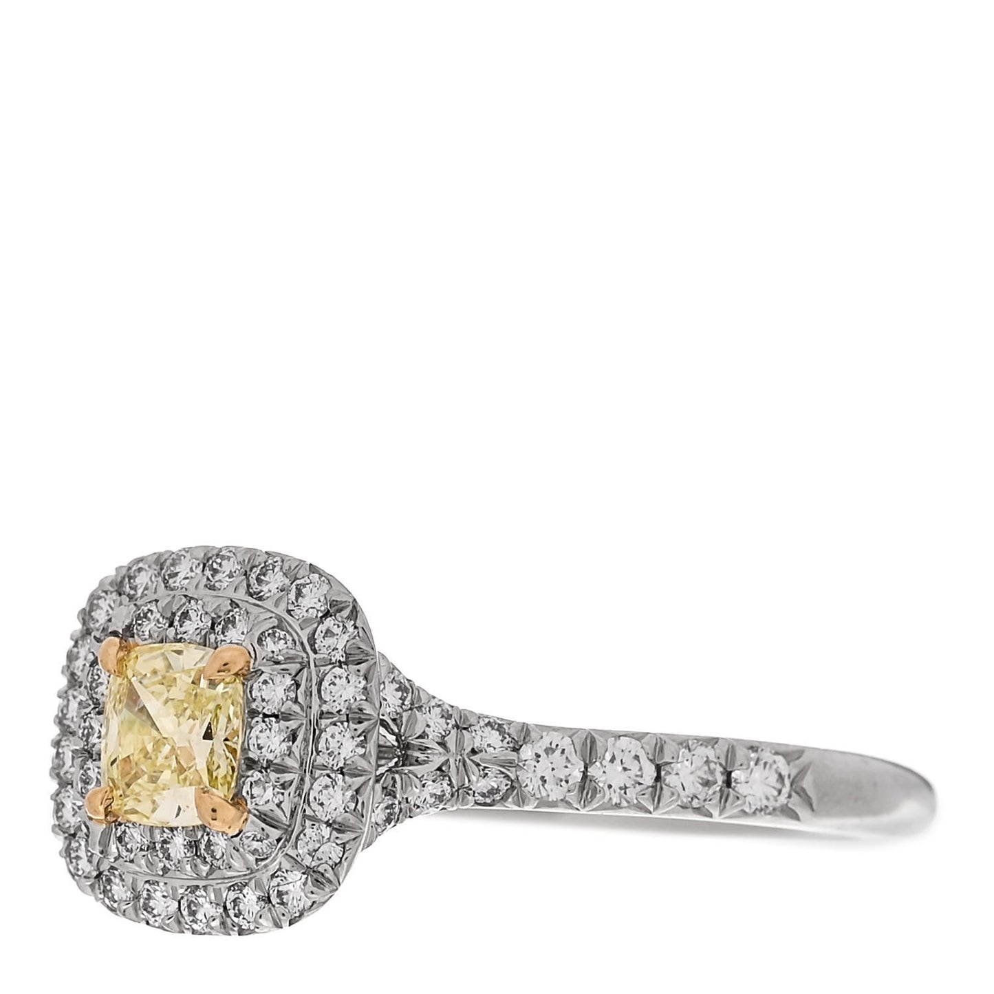 Platinum 18K Yellow Gold Fancy Yellow Diamond .26ct Soleste Engagement Ring 51 5.75