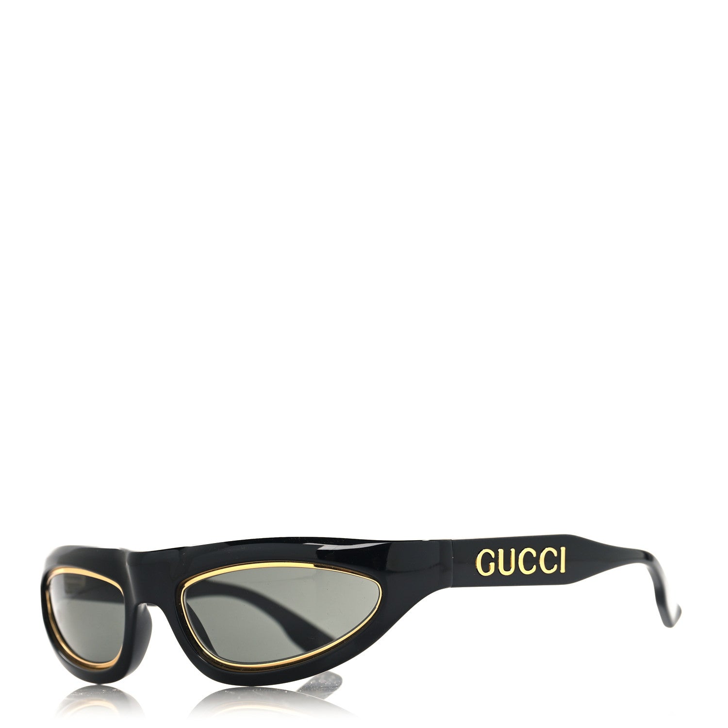 Gucci Tinted Sunglasses with Gold Accents Gucci GG 1254S 001 Logo Black Gold Shades Grey Oversized  main image 4