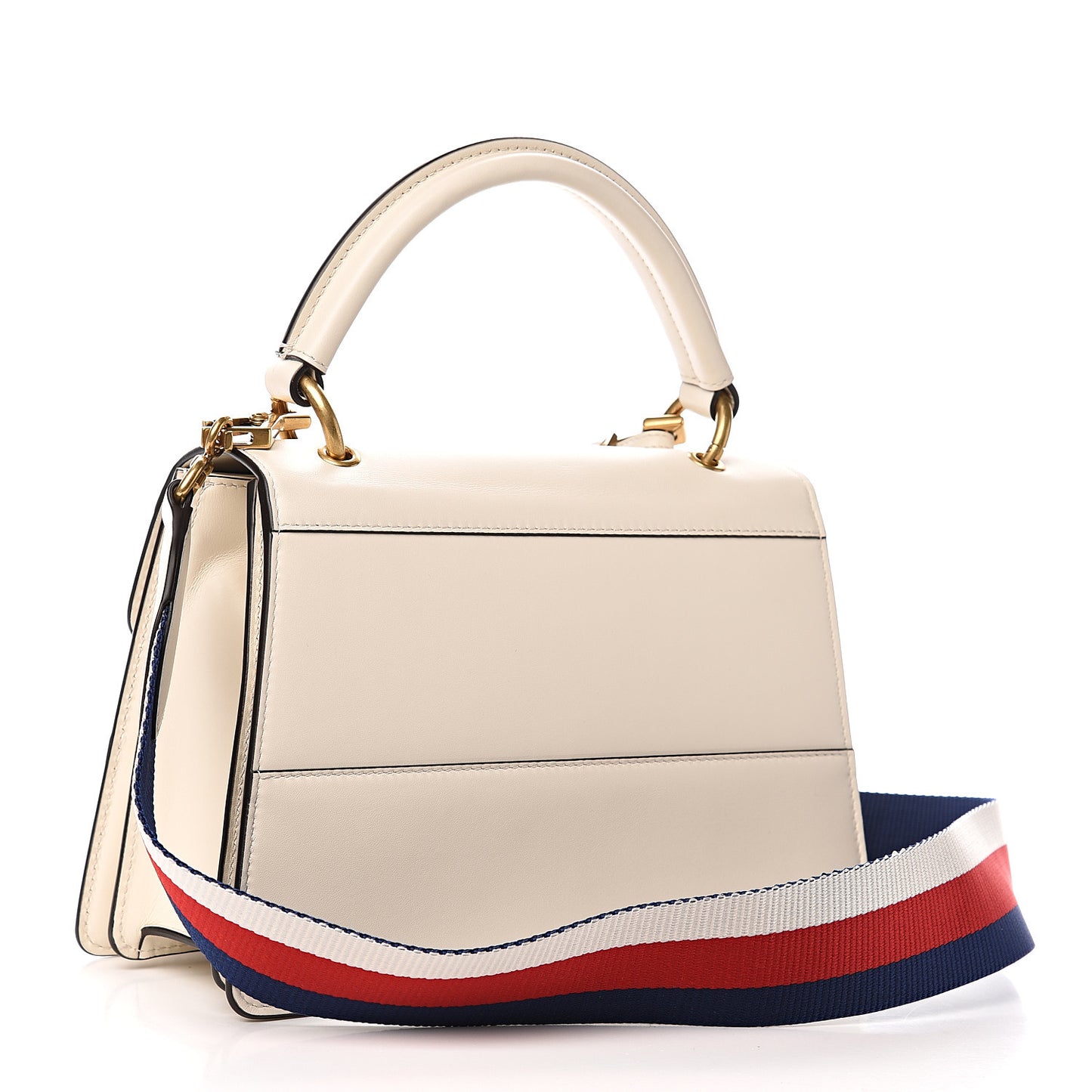 Calfskin Sylvie Web Small Queen Margaret Top Handle Bag White