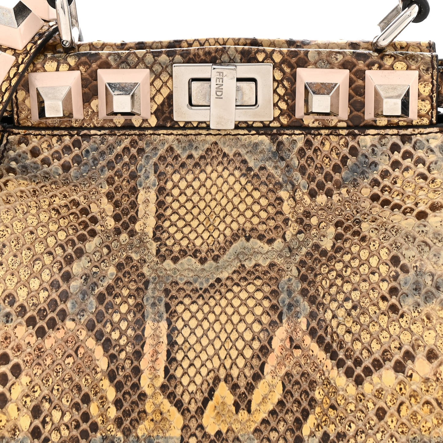 Snakeskin Studded Mini Peekaboo Iconic Satchel Multicolor