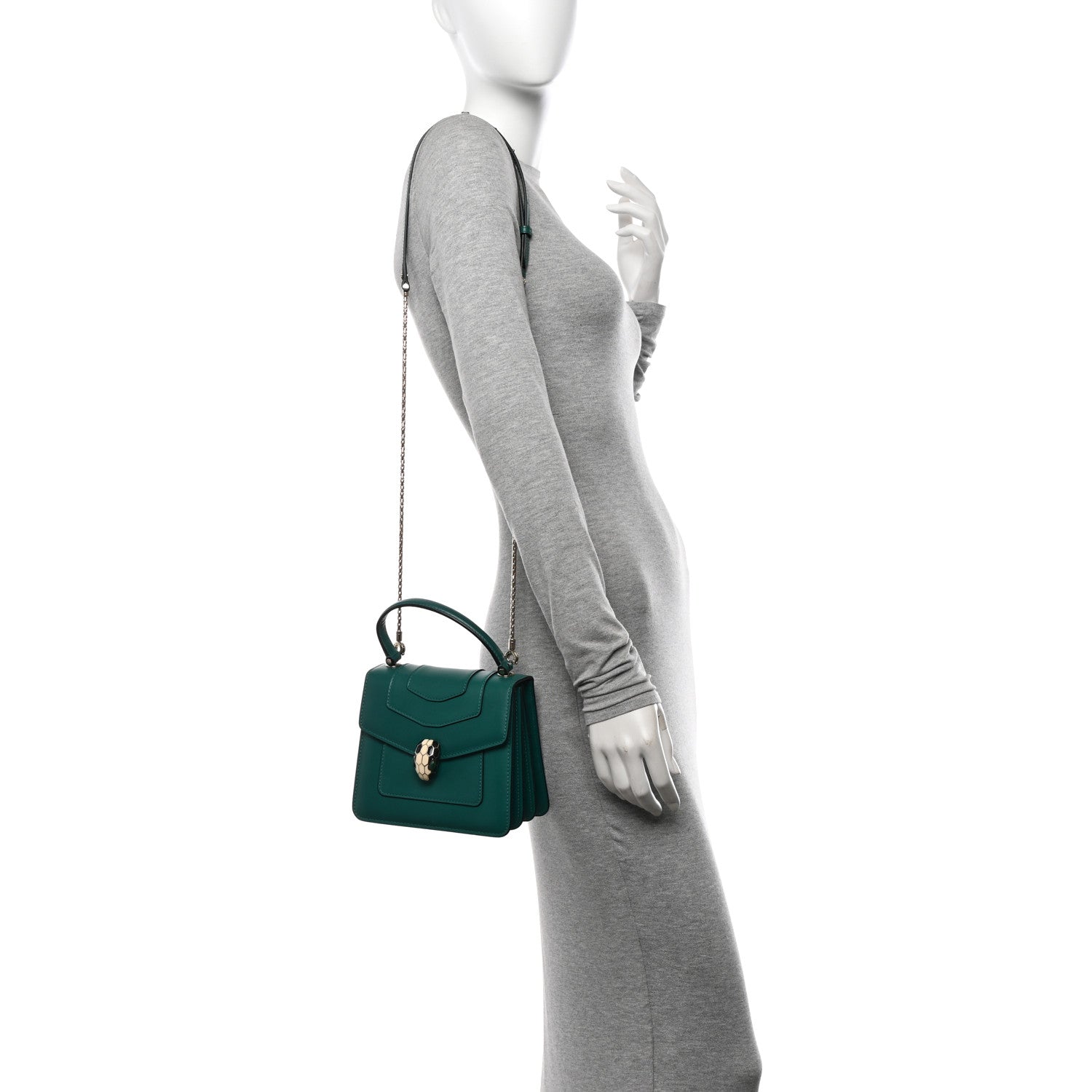 Bulgari Calfskin Serpenti Forever Top Handle Emerald Green 2 of 10