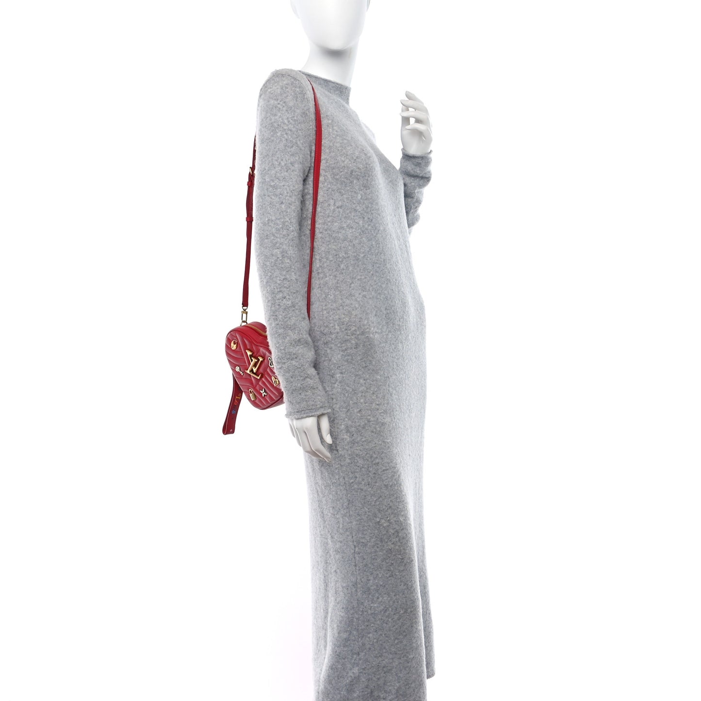 Calfskin Embellished New Wave Love Lock Heart Bag Ecarlate