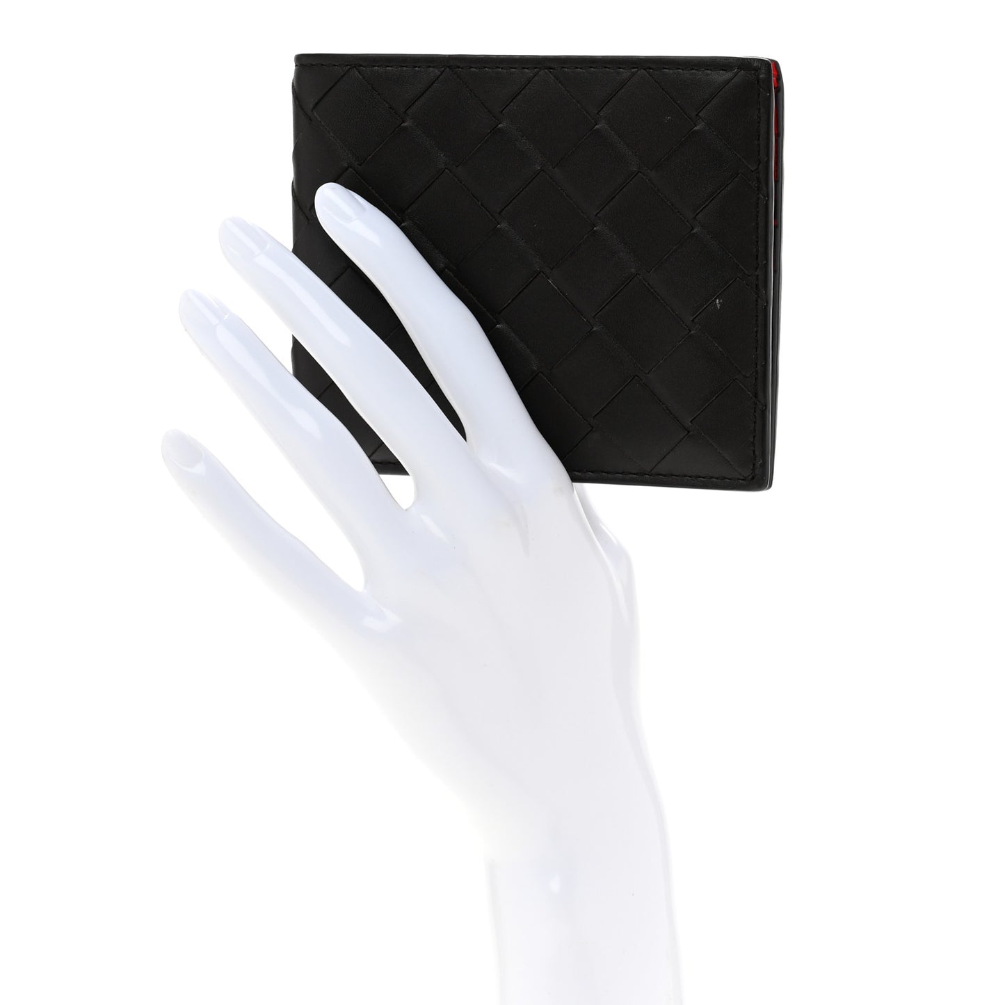 Nappa Maxi Intrecciato Bi-Fold Wallet Ebene Red