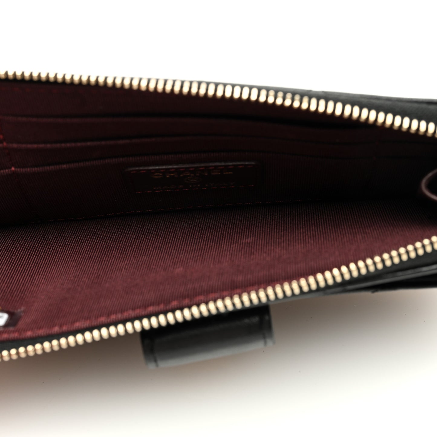 Lambskin Quilted Phone Holder Zip Clutch Black